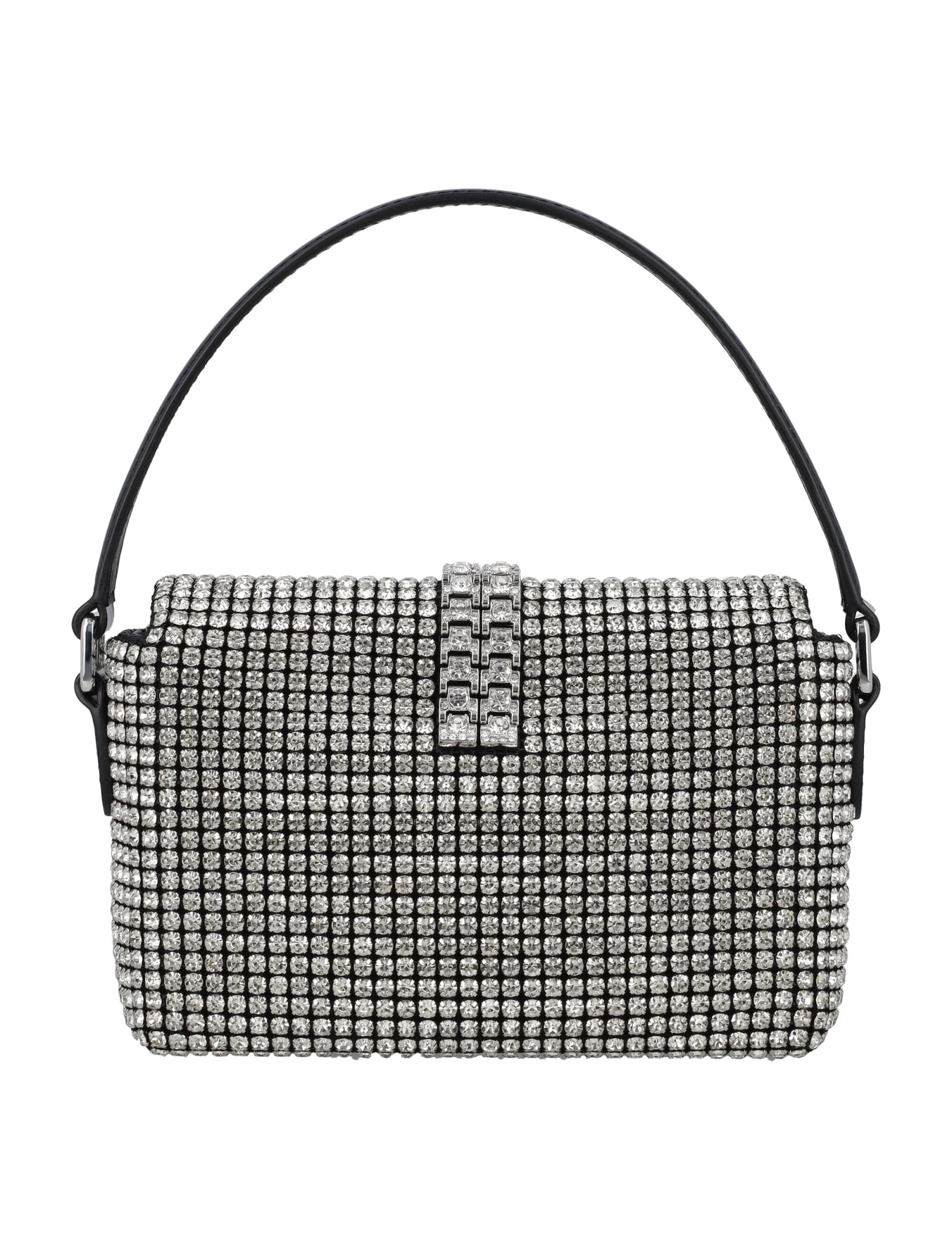 Shop Self-portrait Rhinestone Micro Bag In Silver