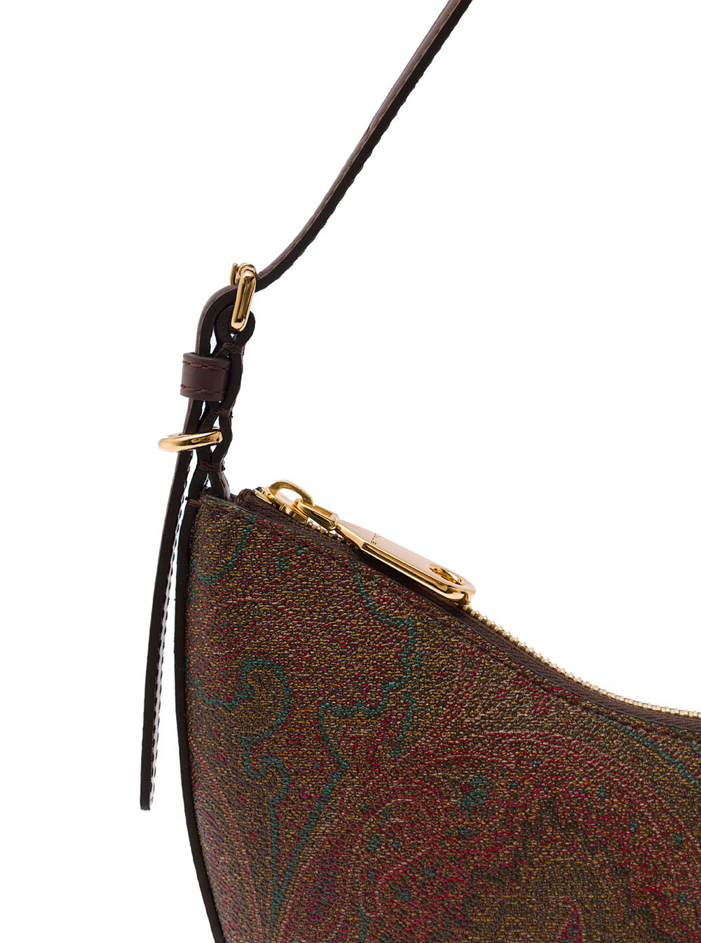 Shop Etro Essential Brown Shoulder Bag With Paisley Print In Leather Woman