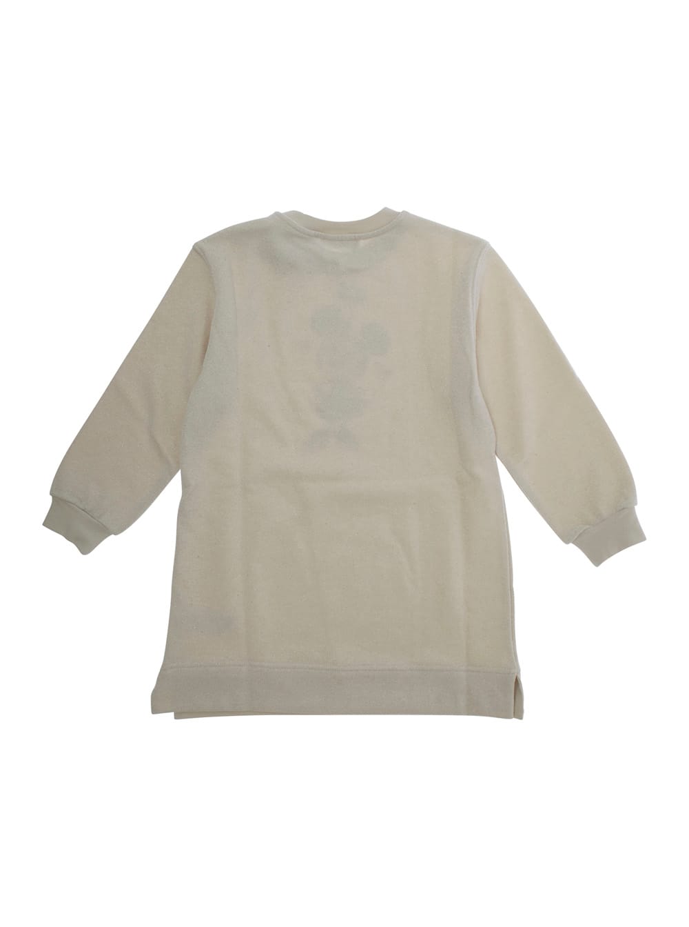 Monnalisa White Crewneck With Bow Detail On The Front And Print On The Front In Cotton Blend Baby In White