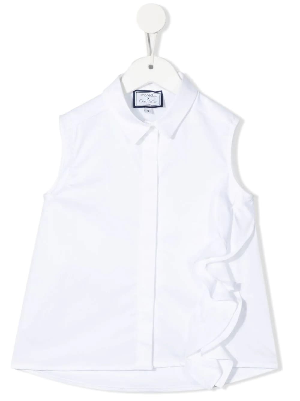 Simonetta Kids White Sleeveless Shirt With Rouches