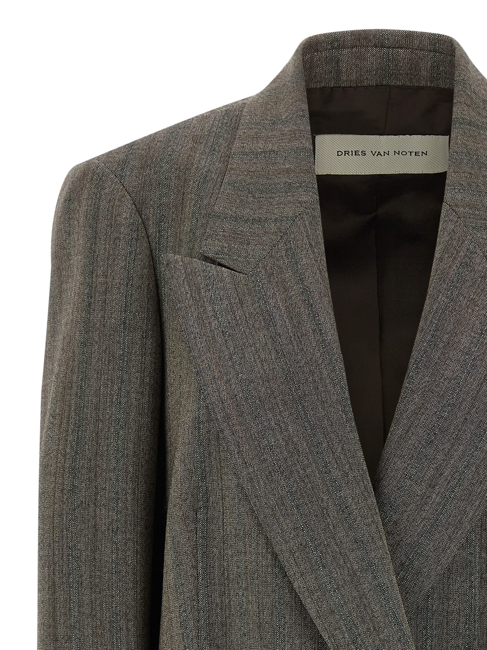 Dries Van Noten Tailored Double-breasted Blazer With Pinstripe Detail In Gray