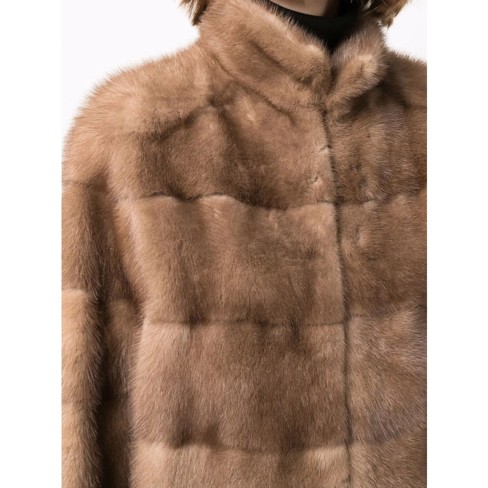 Blancha Leather Outerwear In Brown