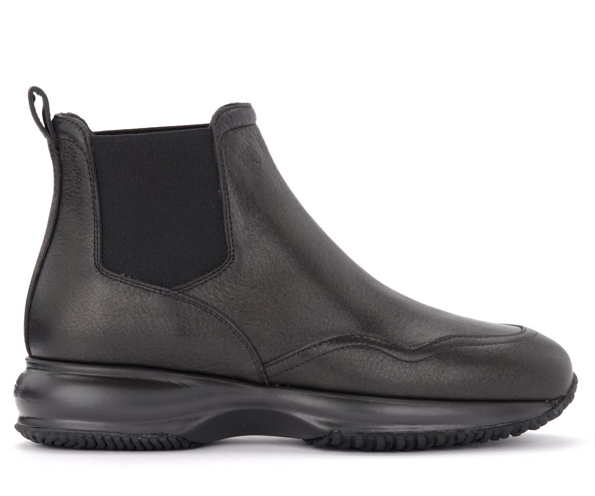 Hogan Interactive Chelsea Model Ankle Boot In Black Leather