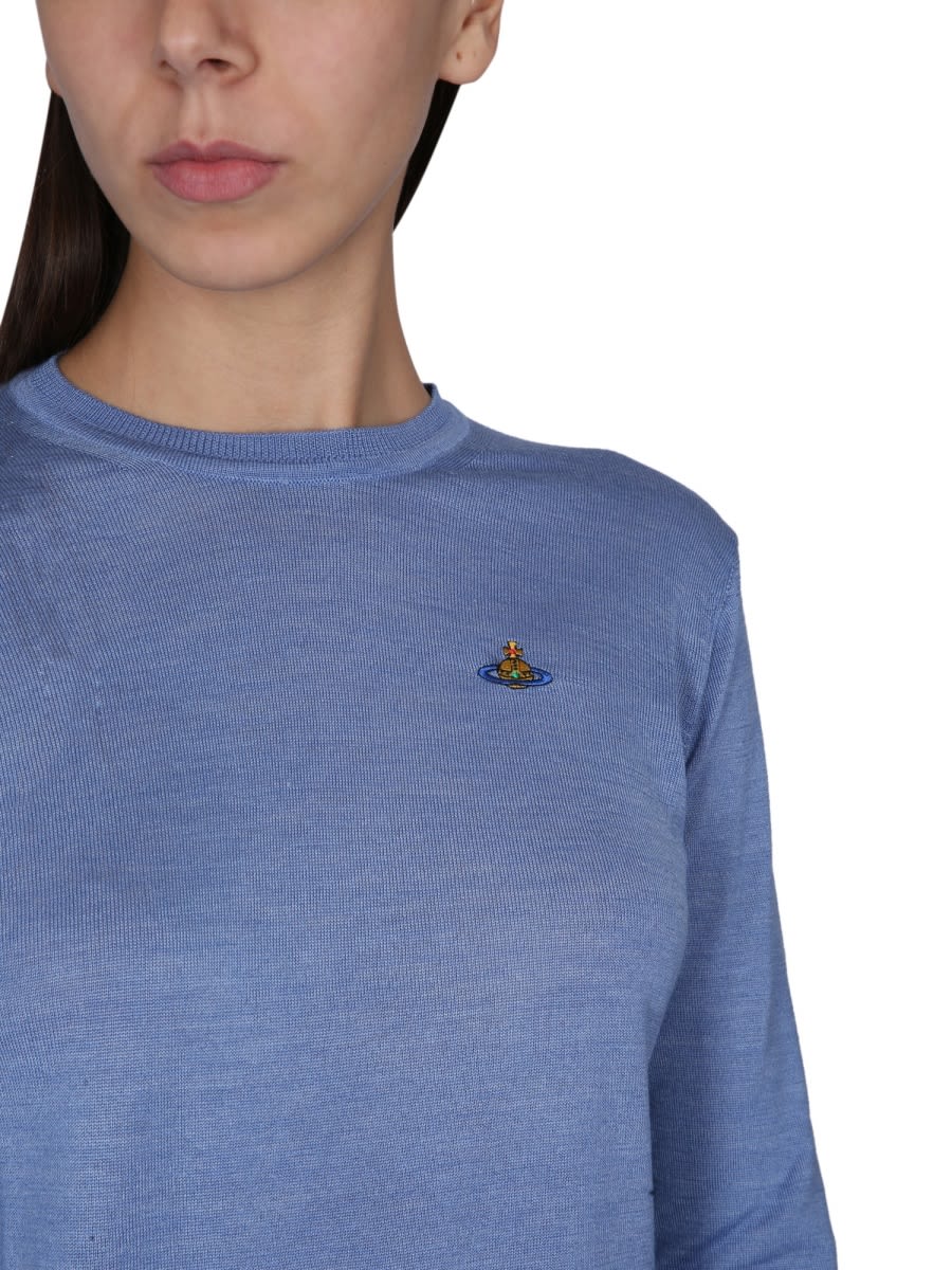 Vivienne Westwood Orb-embroidered Cotton-cashmere Jumper In Blue