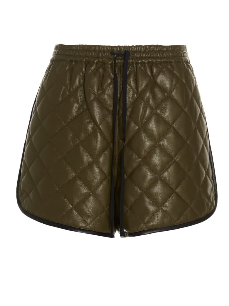 self-portrait Faux Leather Quilted Shorts