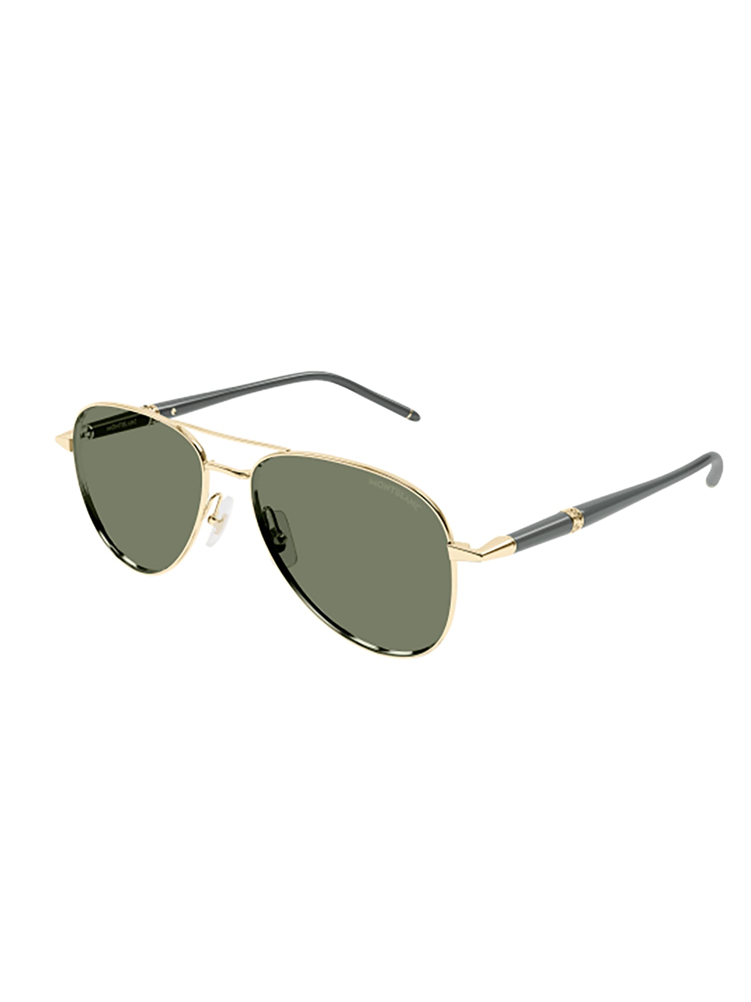 Shop Montblanc Mb0345s Sunglasses In Gold Grey Green