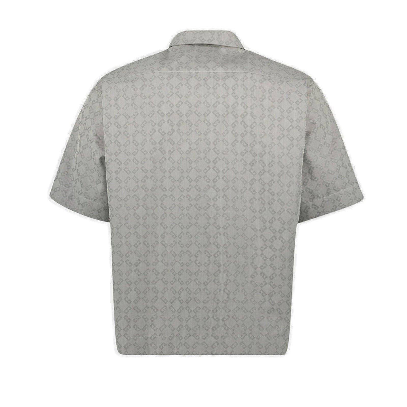 Givenchy Gray Monogram 72 Jacquard Zipped Shirt In Nero