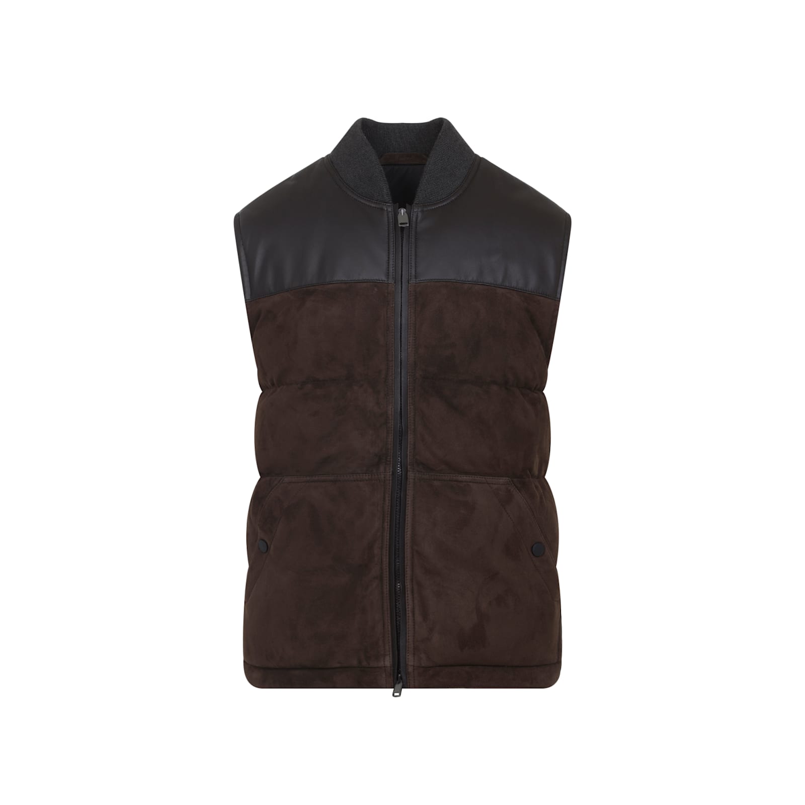 Brioni Sleeveless Puffer Vest Contrast Panels In Black