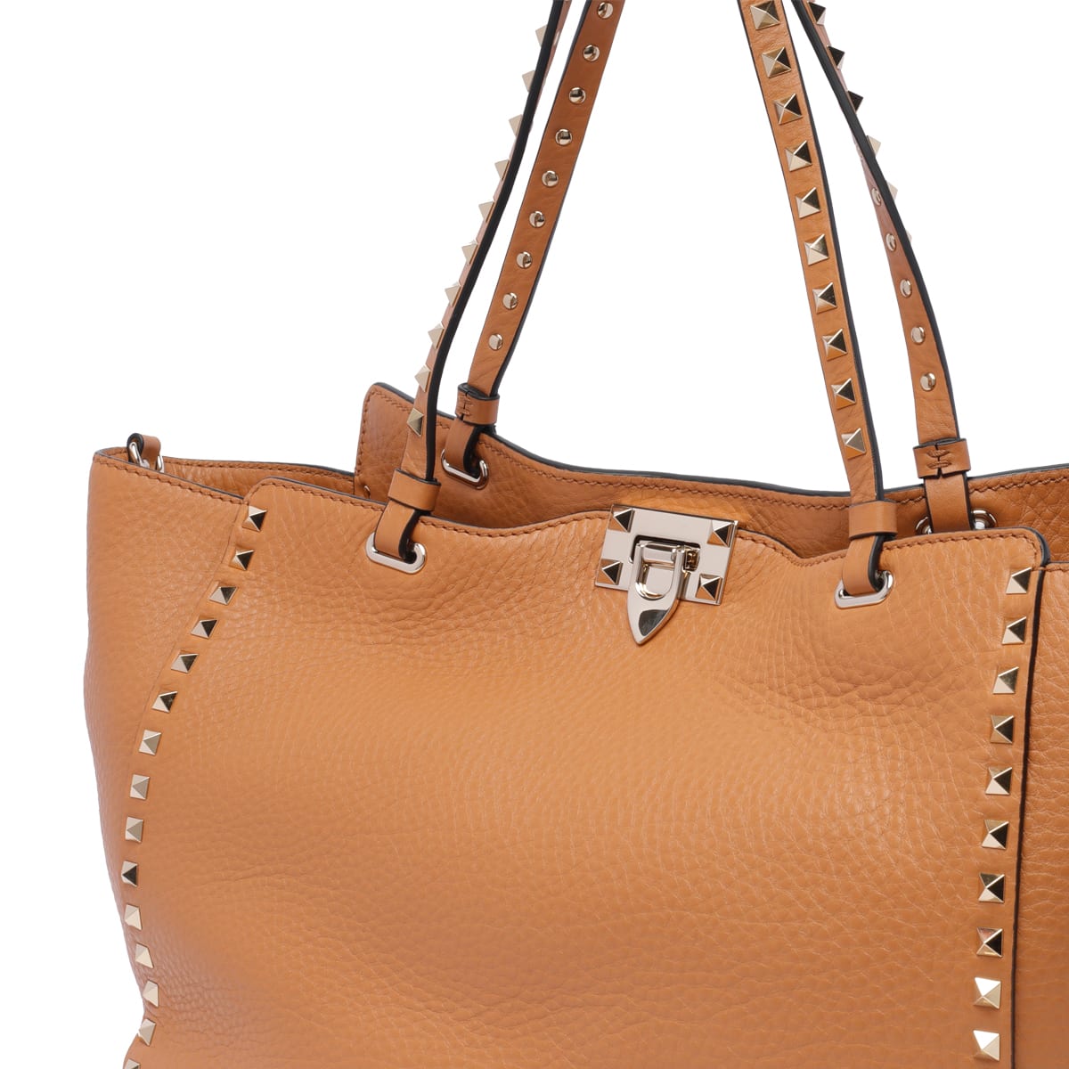 Shop Valentino Rockstud Medium Bag In Brown