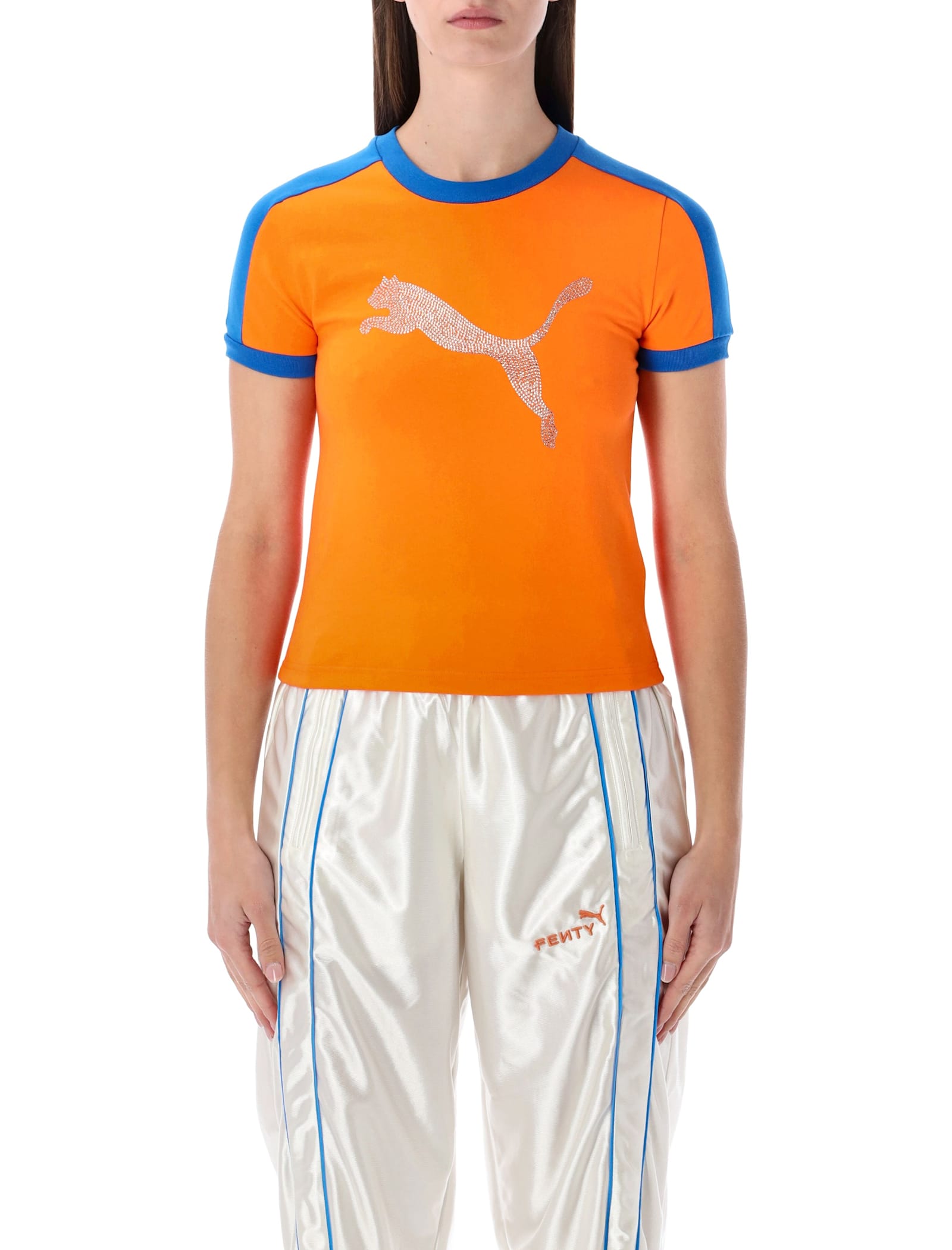 Puma X Fenty T7 Slim T-shirt In Orange