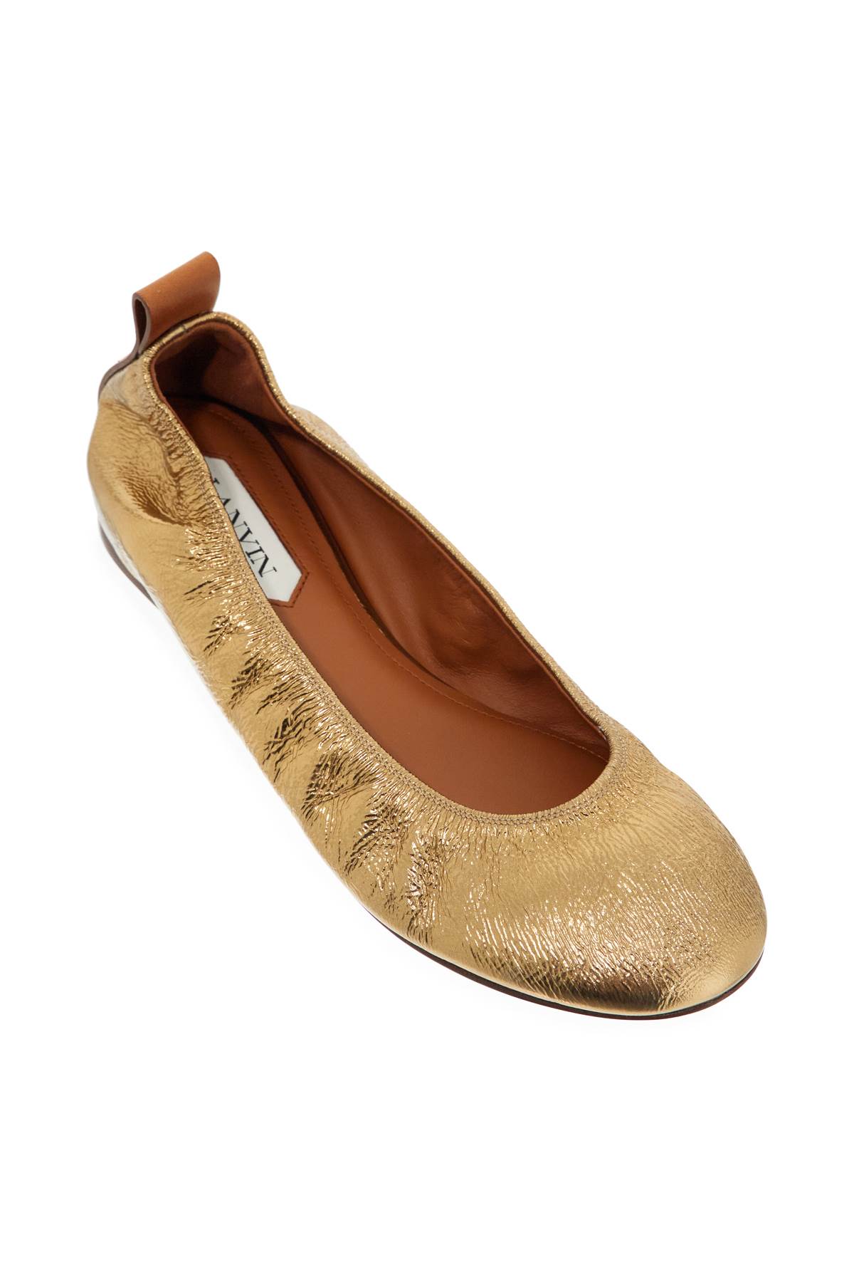 Shop Lanvin Laminate Ballet In Or (gold)