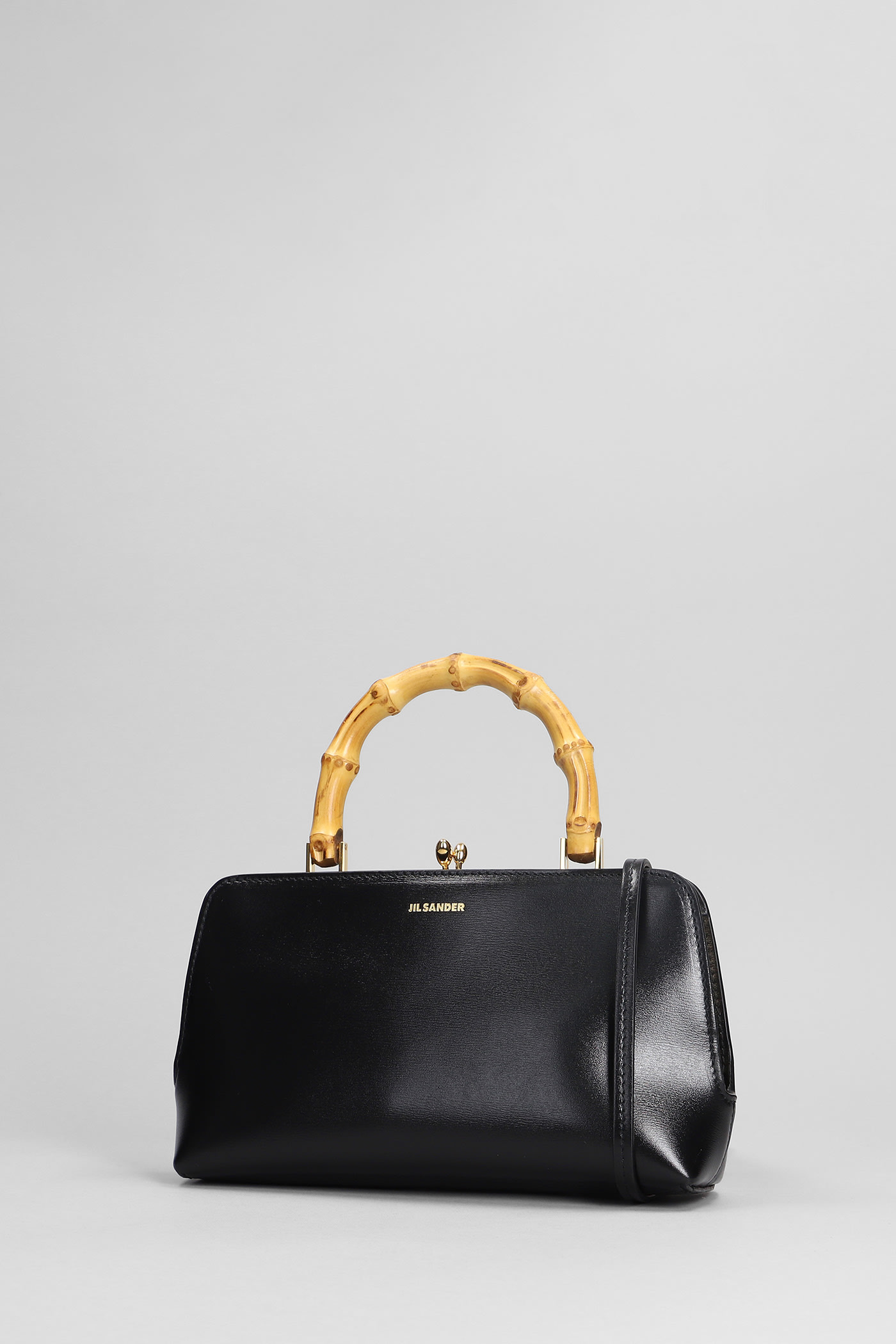 Shop Jil Sander Gojii Bambo Shoulder Bag In Black Leather