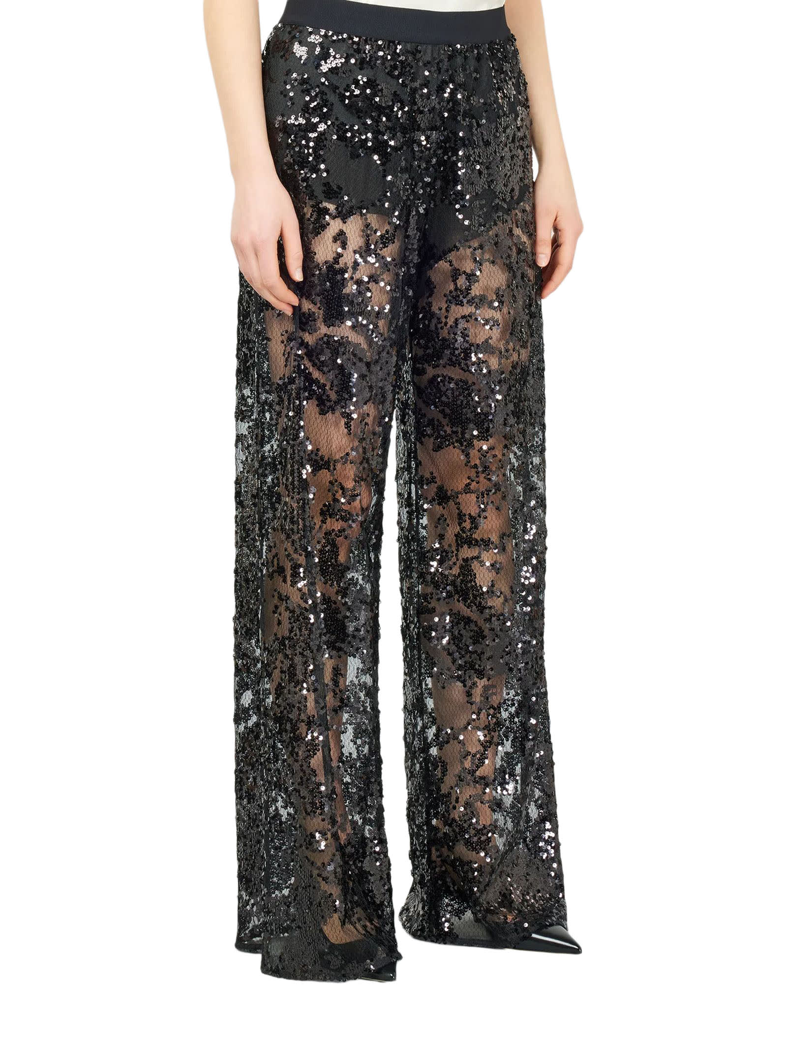 Shop Semicouture Cady Palazzo Trousers In Black