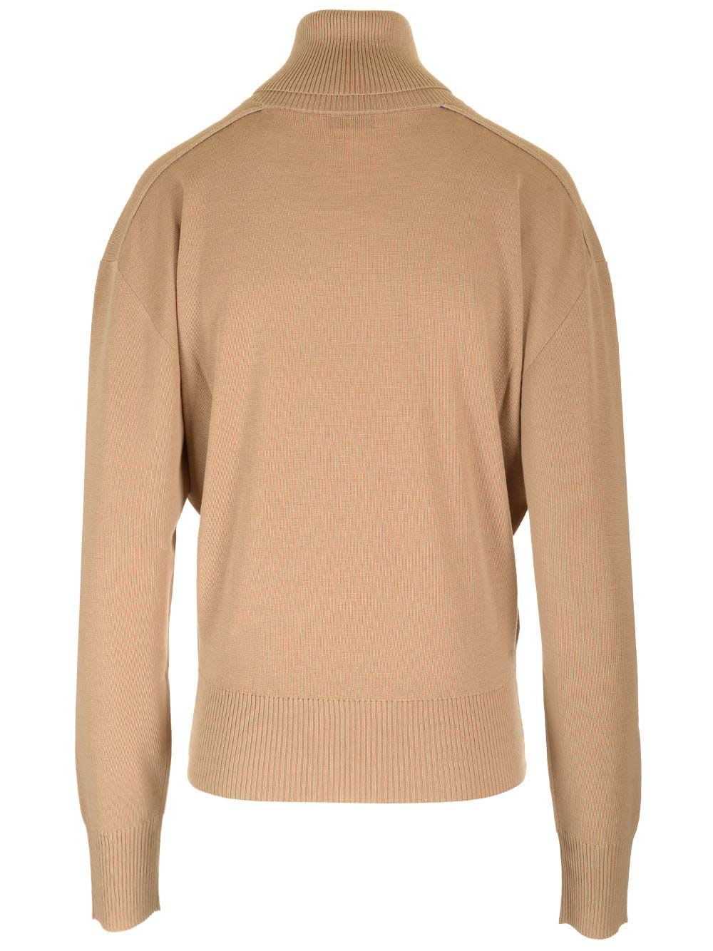 Shop Burberry Wool Turtleneck In Beige