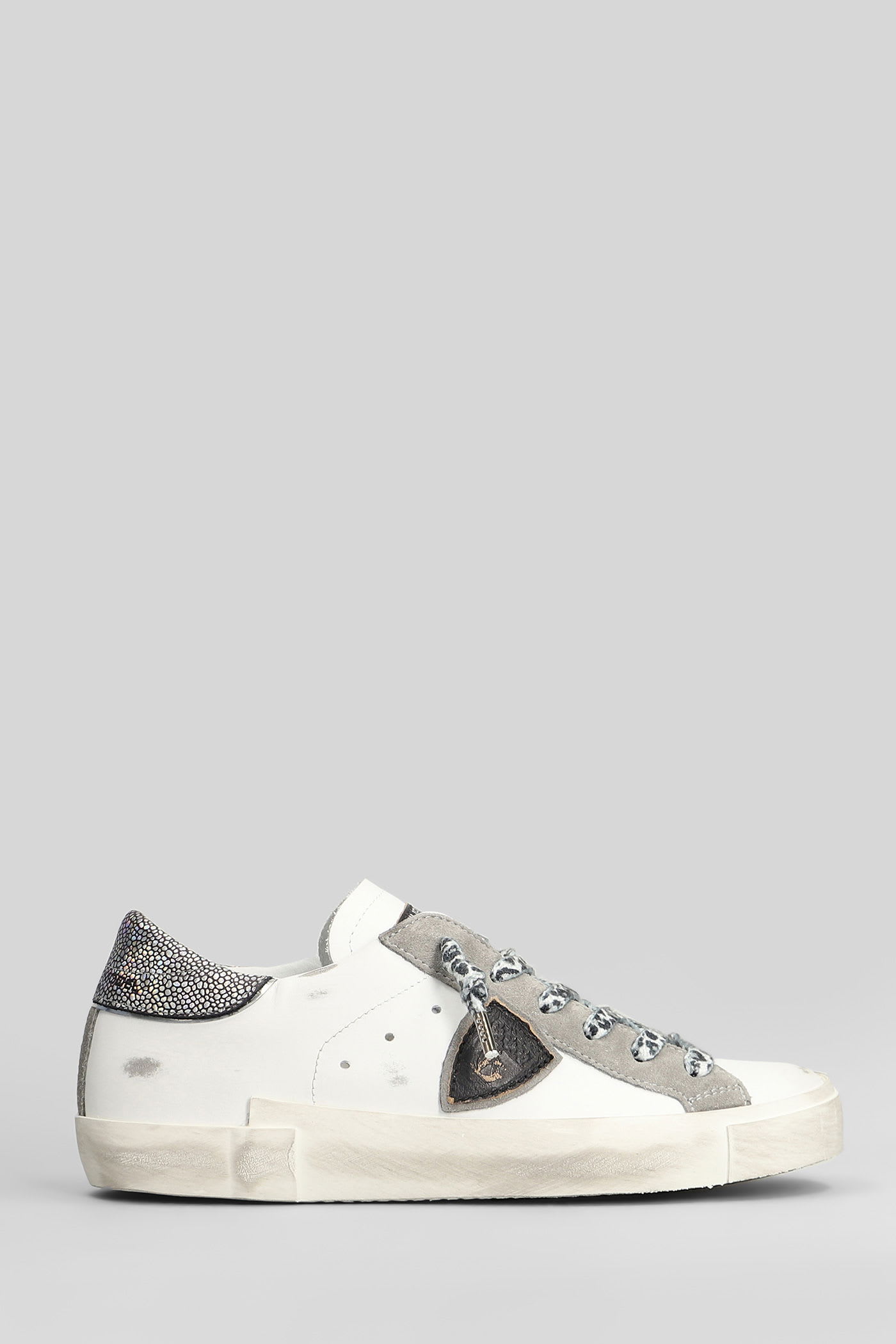 Philippe Model Prsx Low Sneakers In White Leather In White