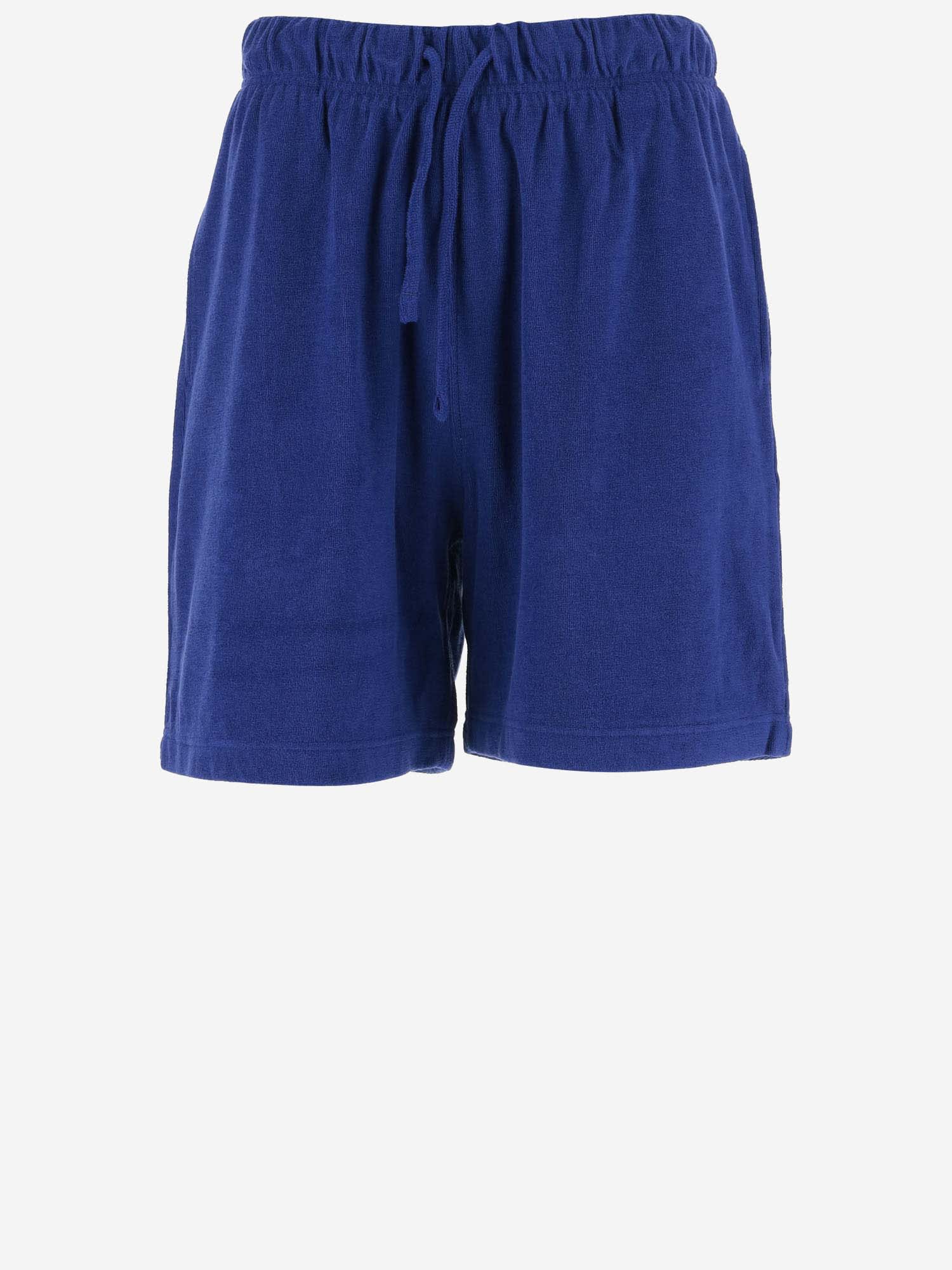 Shop Burberry Cotton Terry Short Pants In Blue