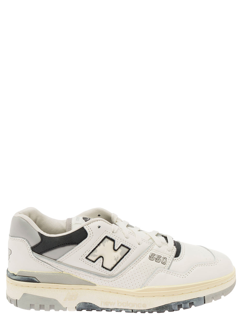 550 White And Grey Low Top Sneakers With Logo And Contrasting Details In Leather Man