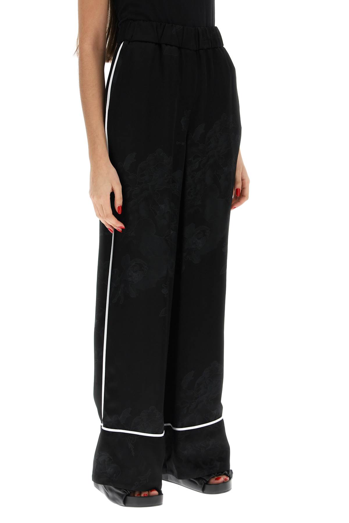 Shop Off-white Jacquard Pijama Pants In Black (black)