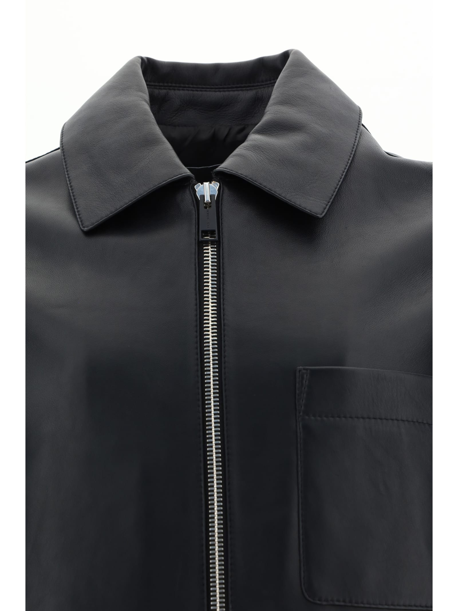 Shop Yves Salomon Leather Jacket In Black