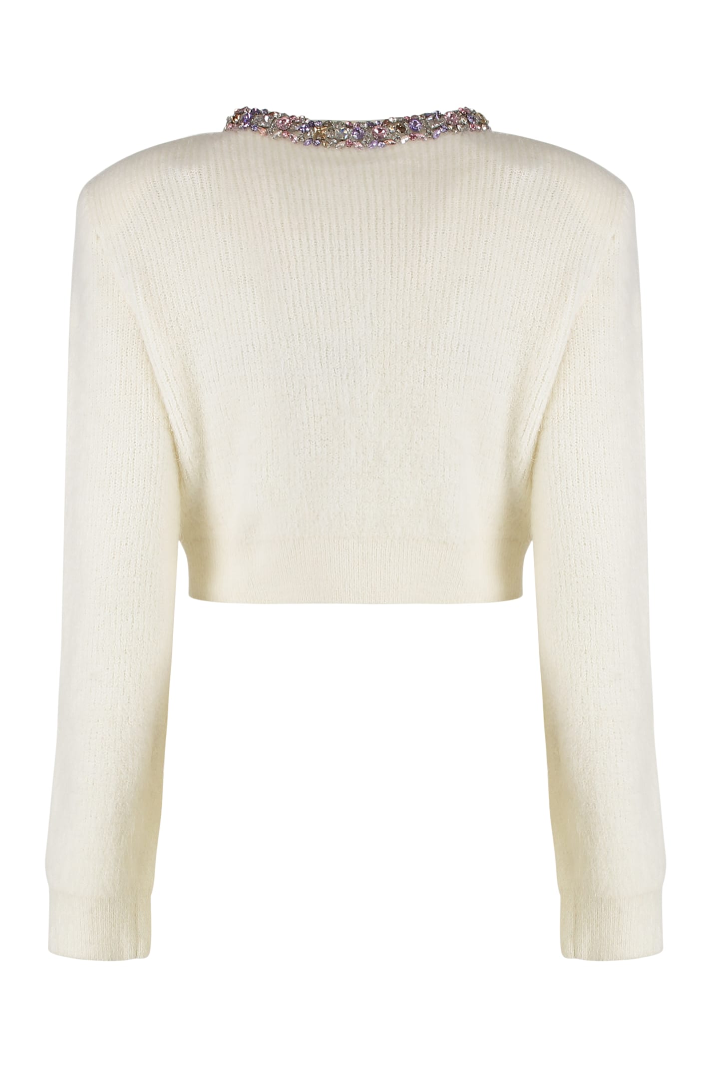 Self-portrait Cardigan With White Decorated Finishes In White