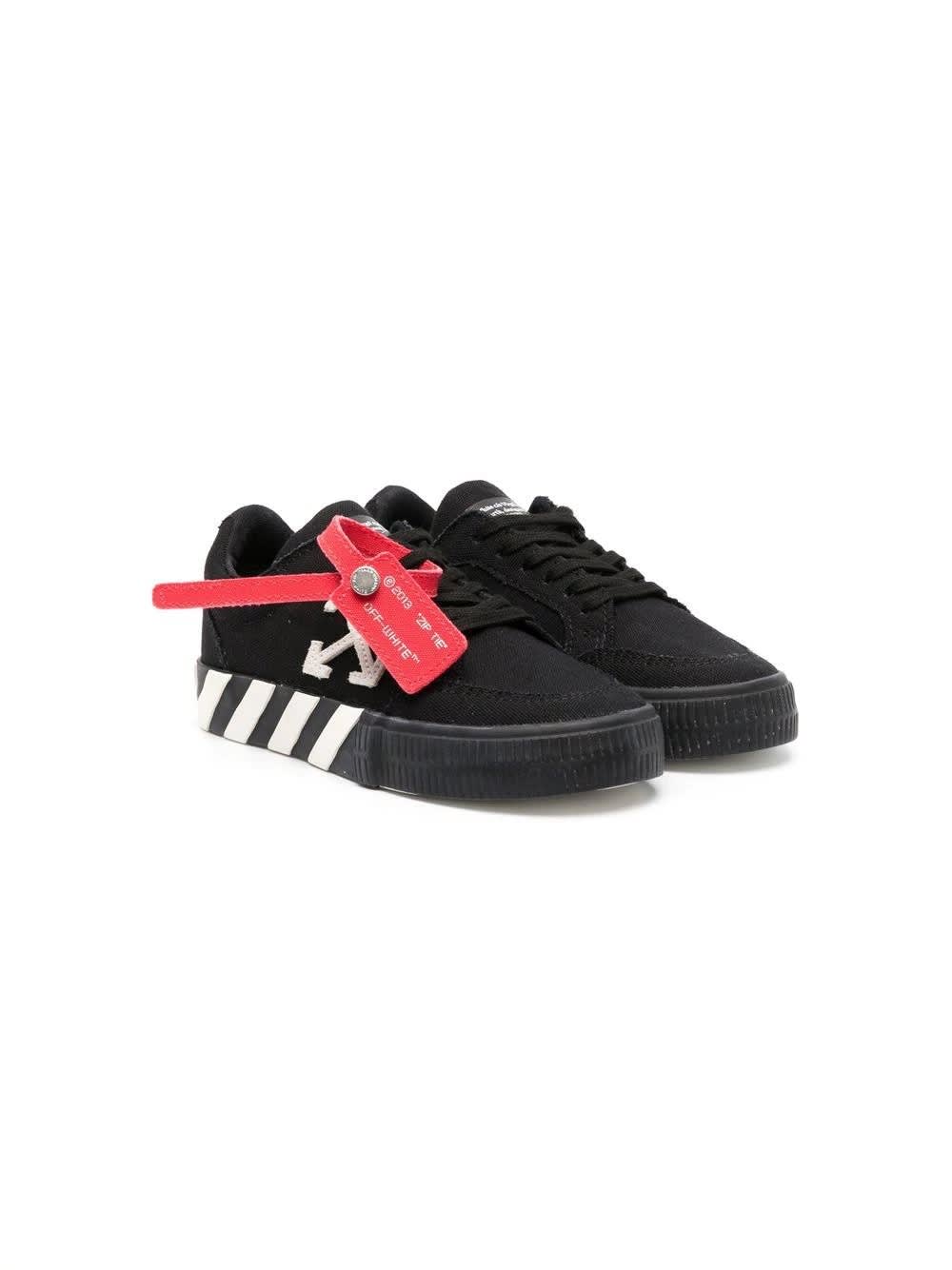 Off-white Kids' Black Vulcanized Low Sneakers In White