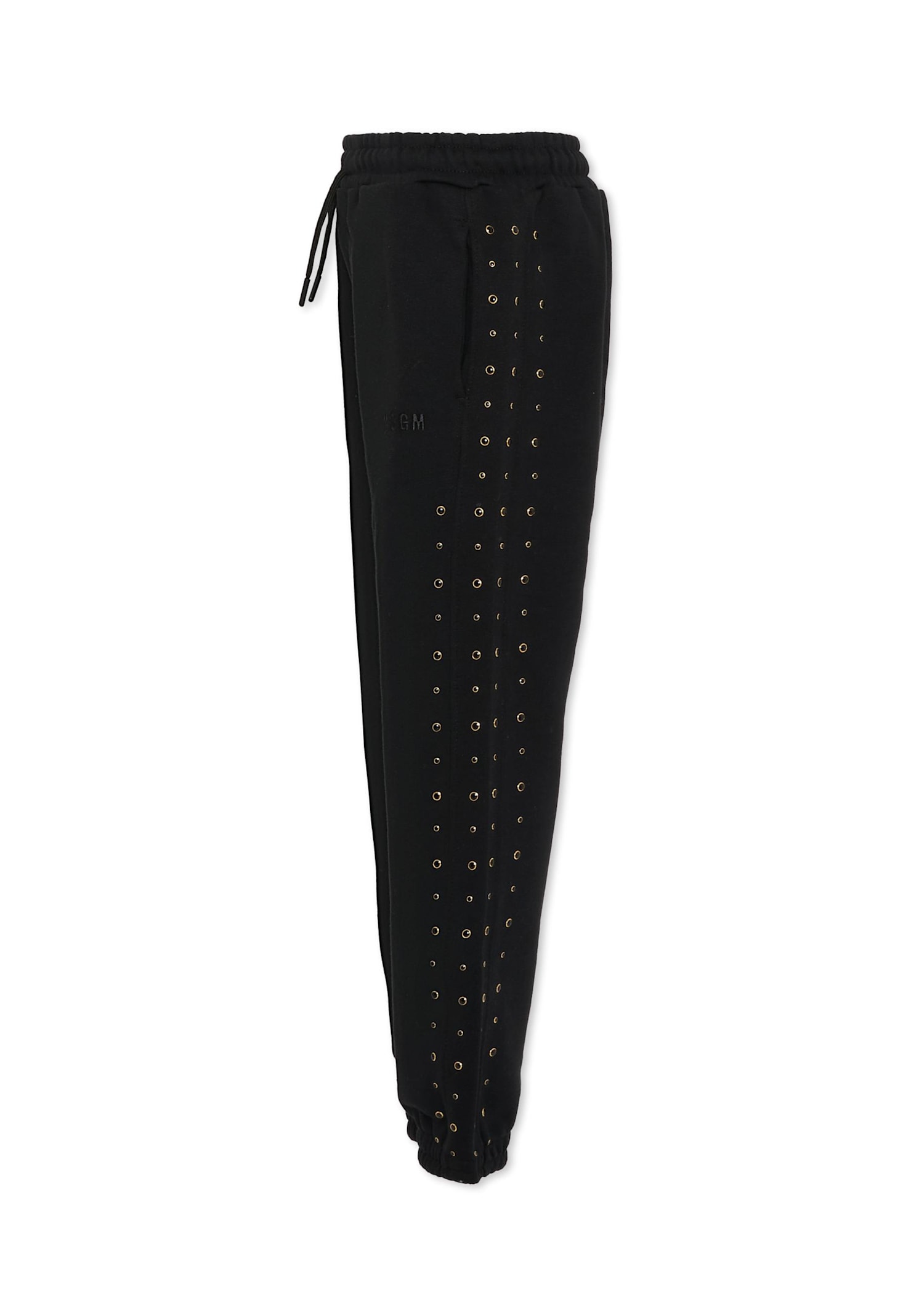Msgm Black Trousers For Girl With Studs In Black