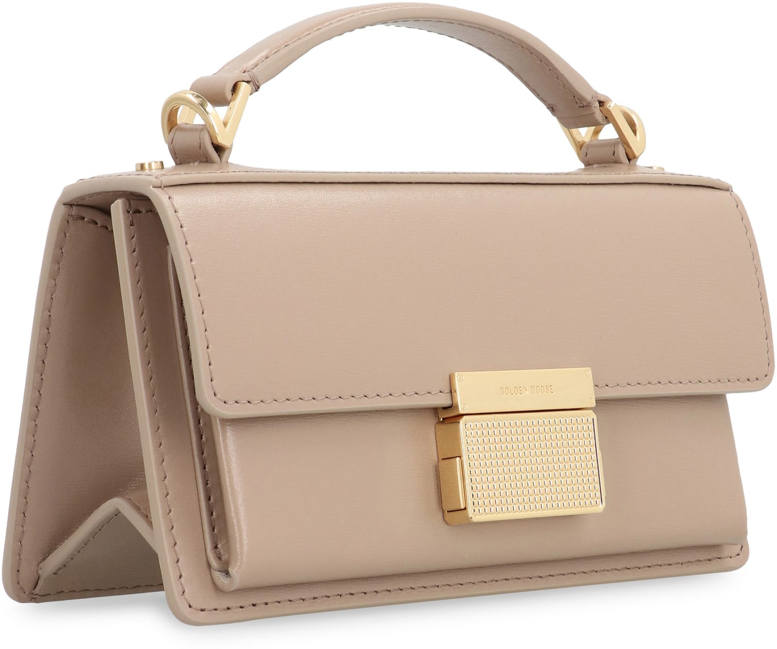 Shop Golden Goose Venezia Leather Mini Crossbody Bag In Beige