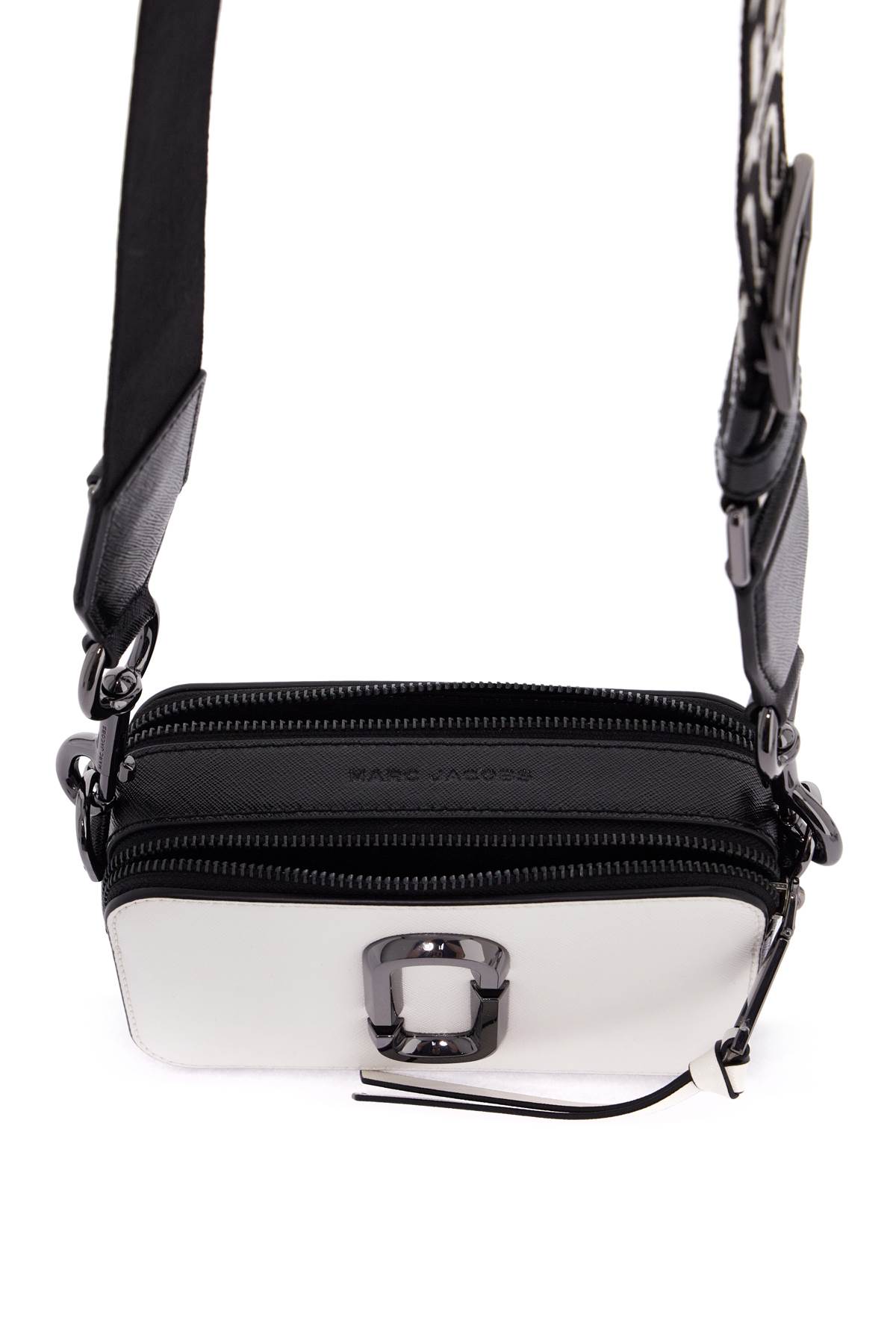 Shop Marc Jacobs The Snapshot Camera Bag In Black/white (black)