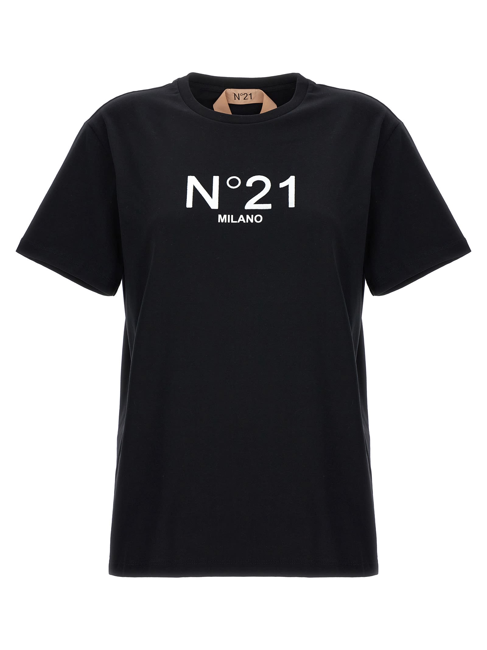 Shop N°21 Flocked Logo T-shirt In Nero