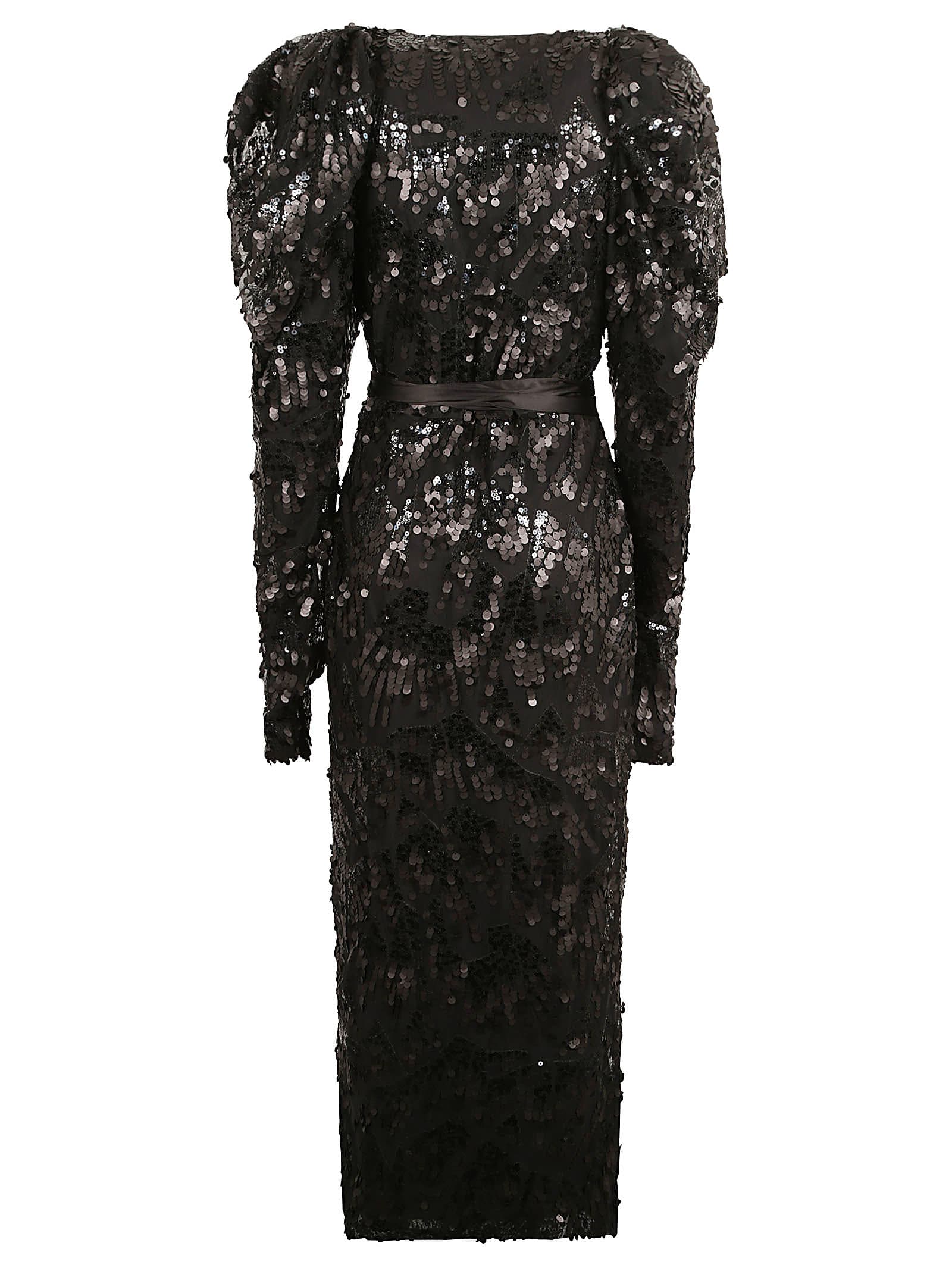 Shop Rotate Birger Christensen Sequin Midi Wrap Dress In Black