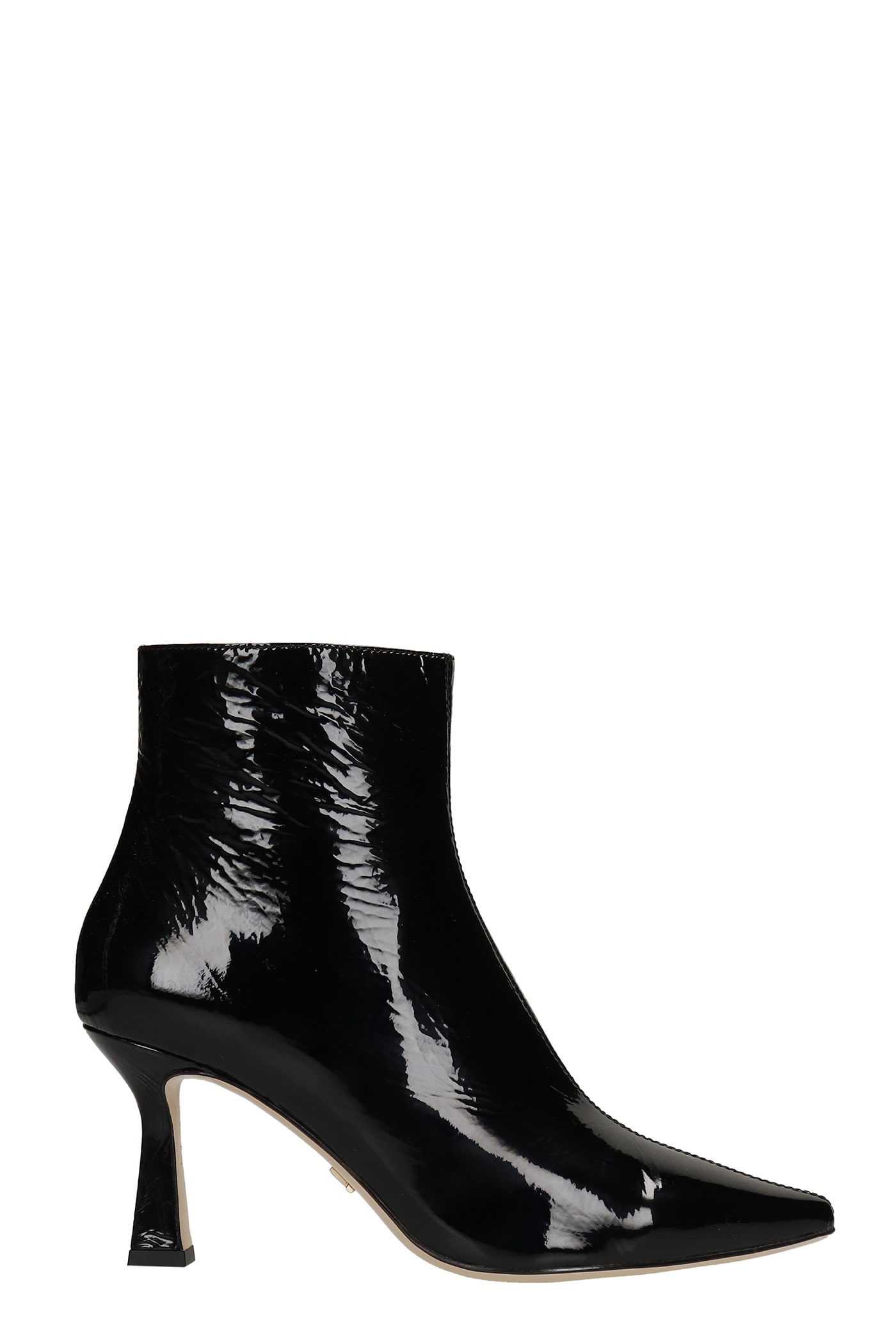 Lola Cruz High Heels Ankle Boots In Black Patent Leather