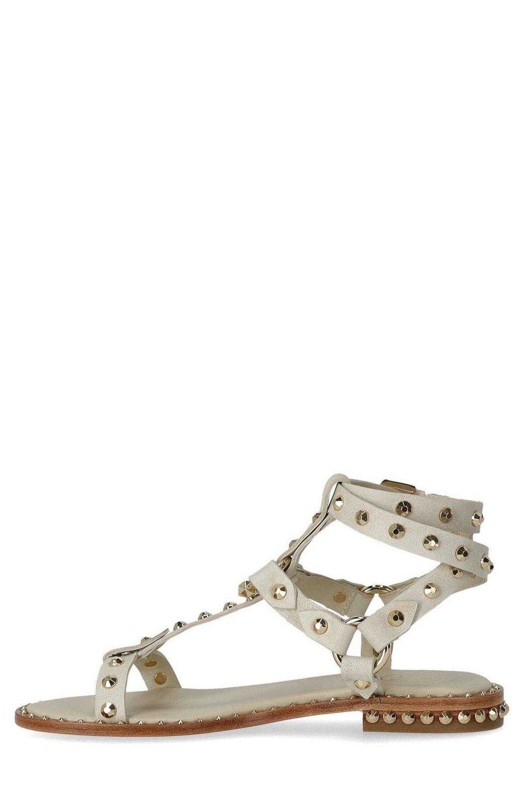 Shop Ash Pulp Studded Ankle-strap Sandals In Panna