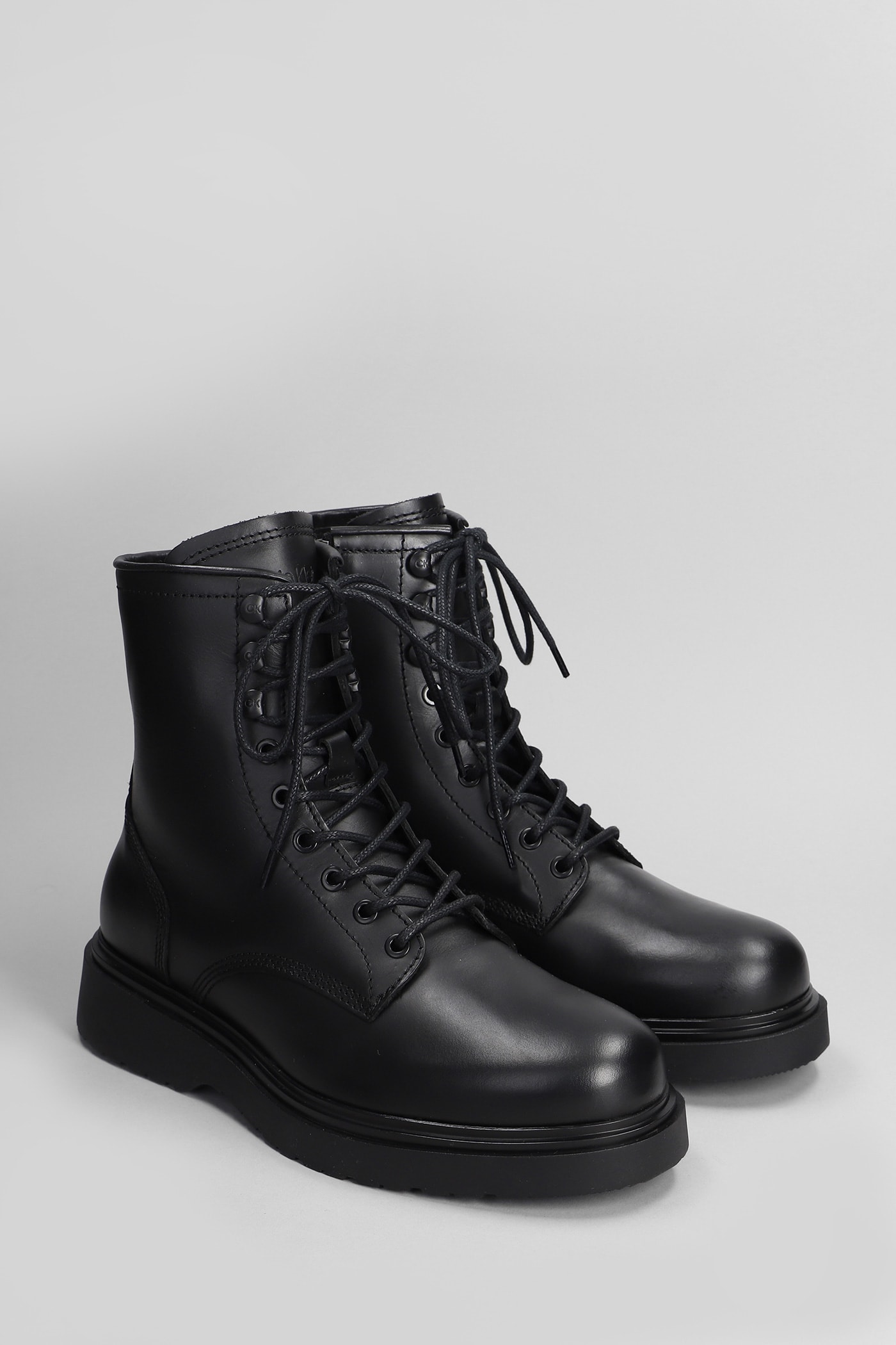 Shop Calvin Klein Combat Boots In Black Leather