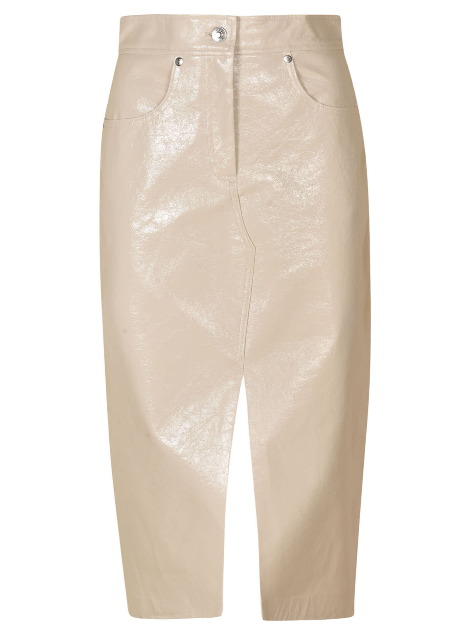 MSGM Shiny Leather Slit Detail Skirt
