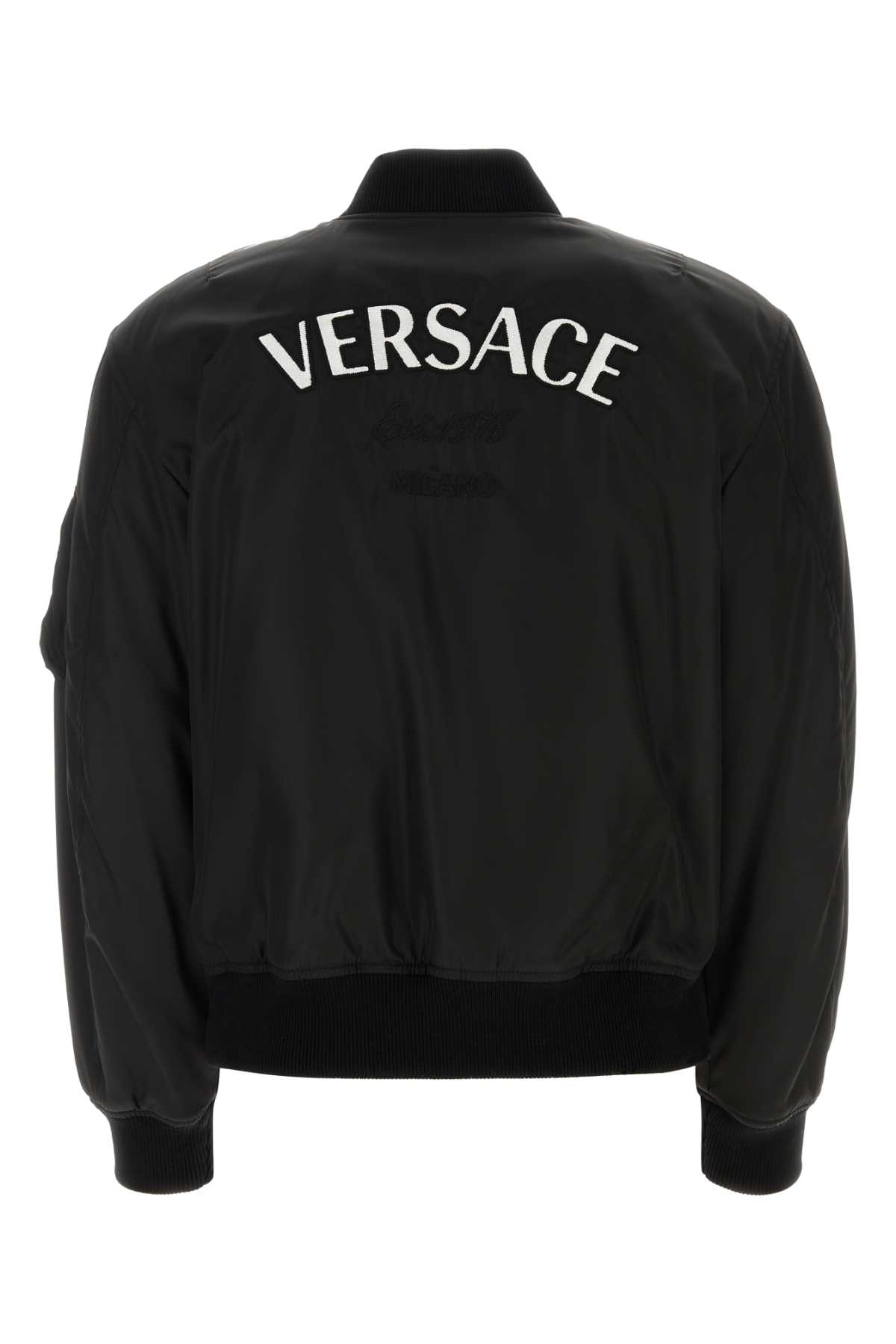 Versace Black Nylon Padded Bomber Jacket