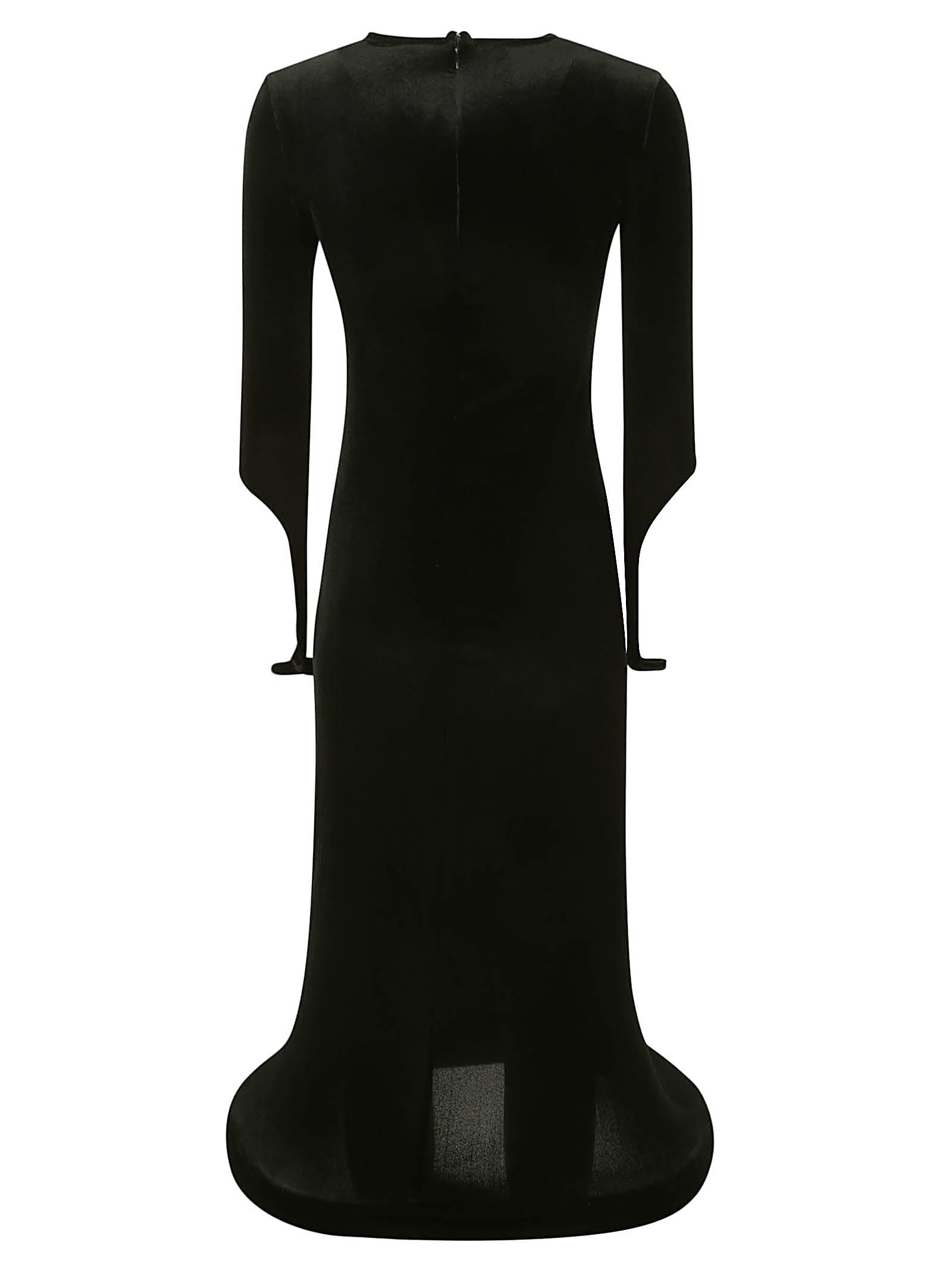 Shop Melitta Baumeister Circle Bottom Dress In Black Stretch Velvet