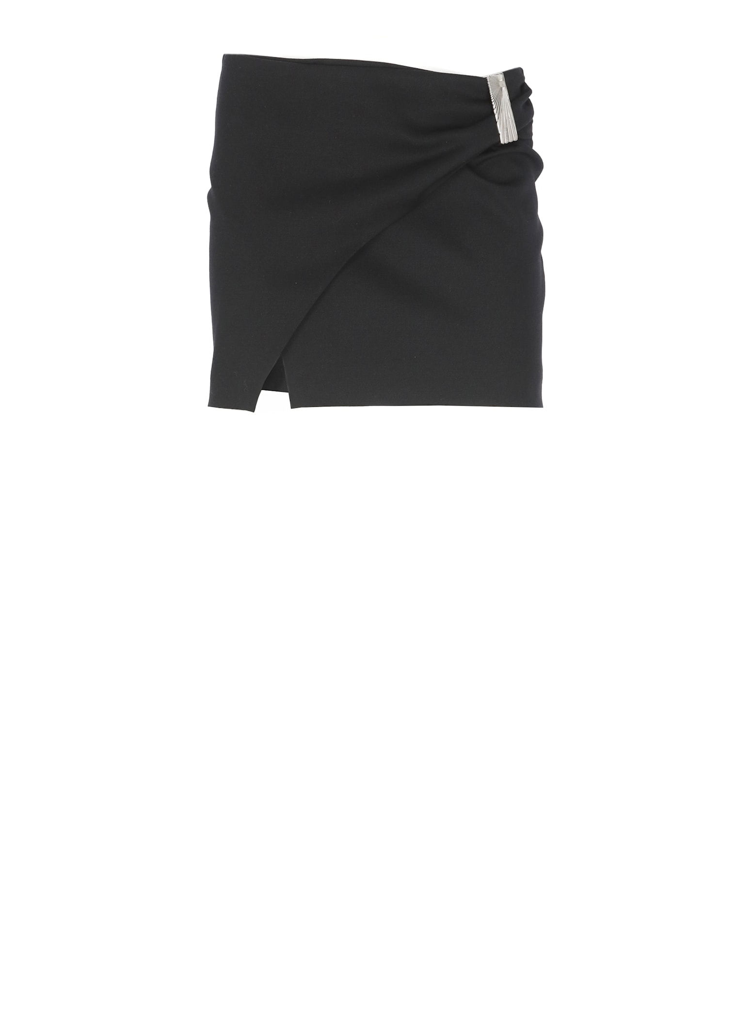 Attico Draped Mini Skirt Metal Embellishment In Black