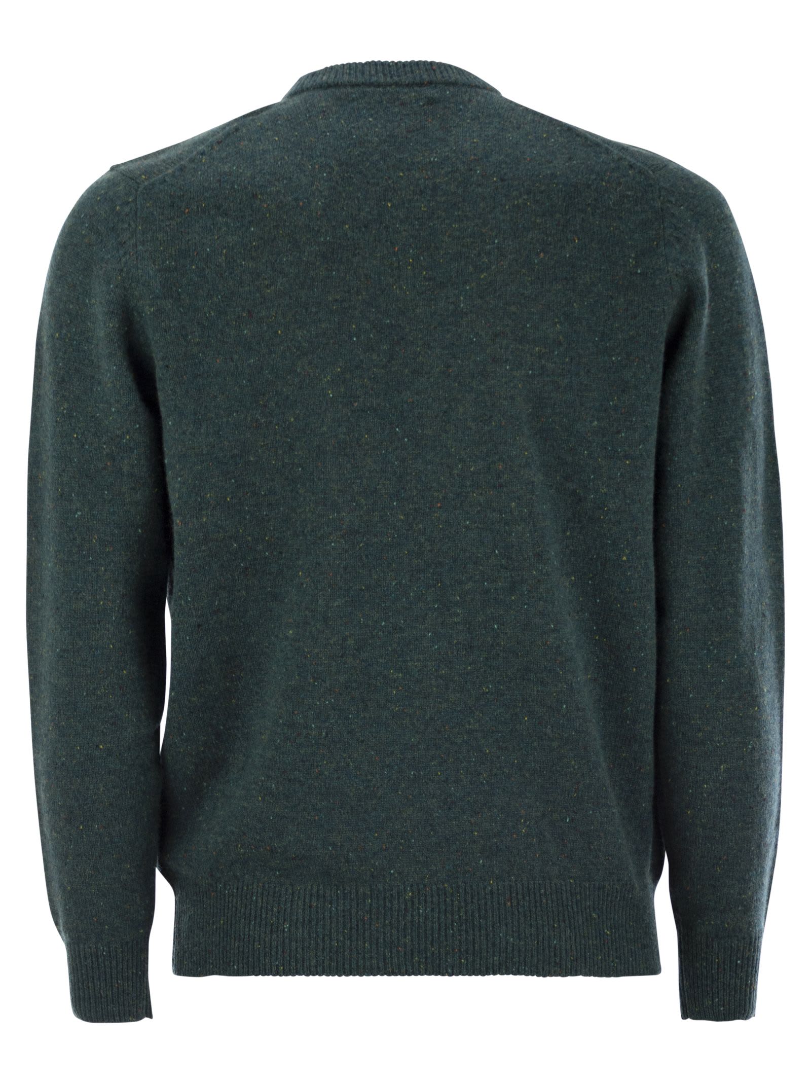 Mc2 Saint Barth Green Wool Sweater With Basset Hound Print In Green