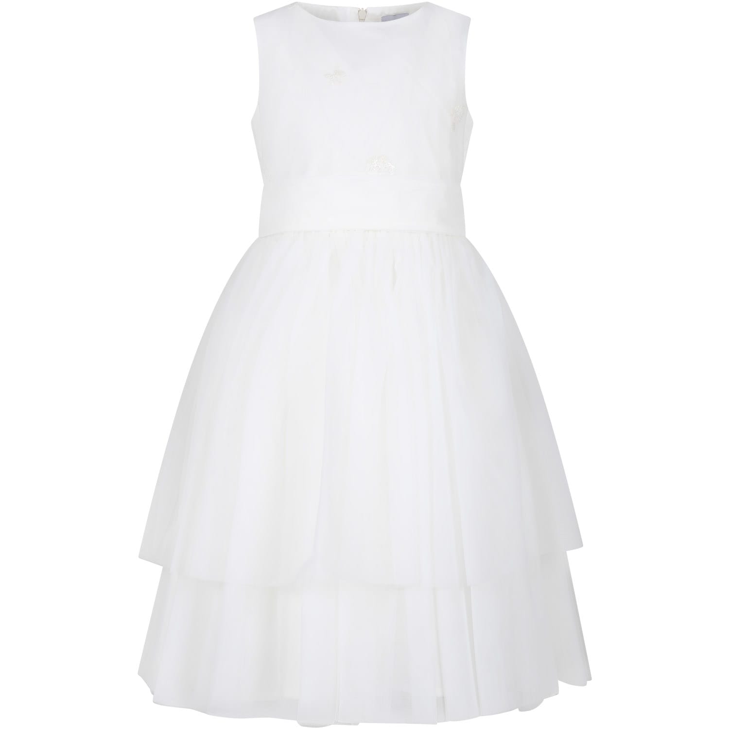 Shop Simonetta White Dress For Girl With Sequins