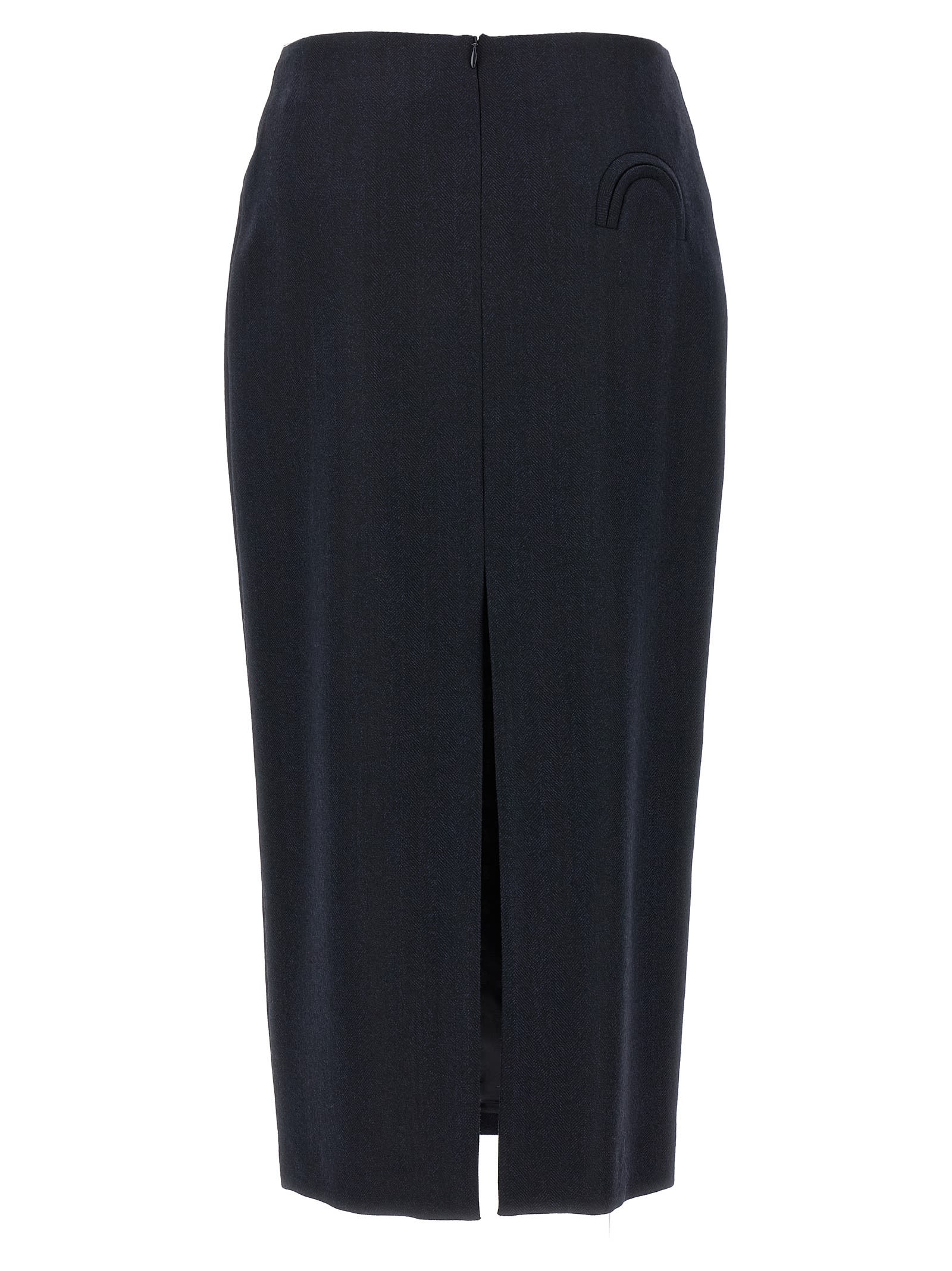 Blazé Milano Blaze Milano Maine Sussex Longuette Wool Midi Skirt In Blue