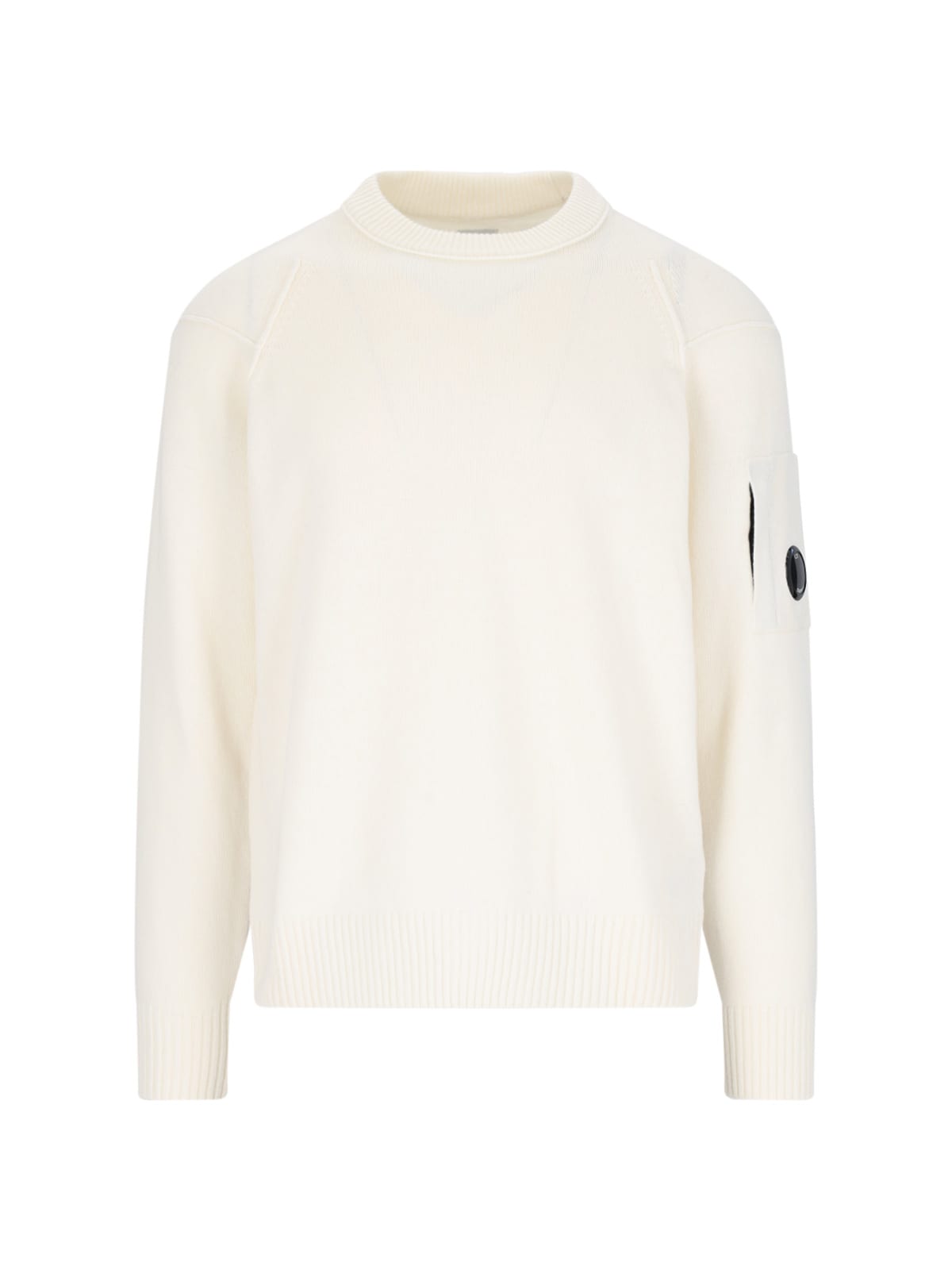 Shop C.p. Company Lens Detail Sweater In Crema