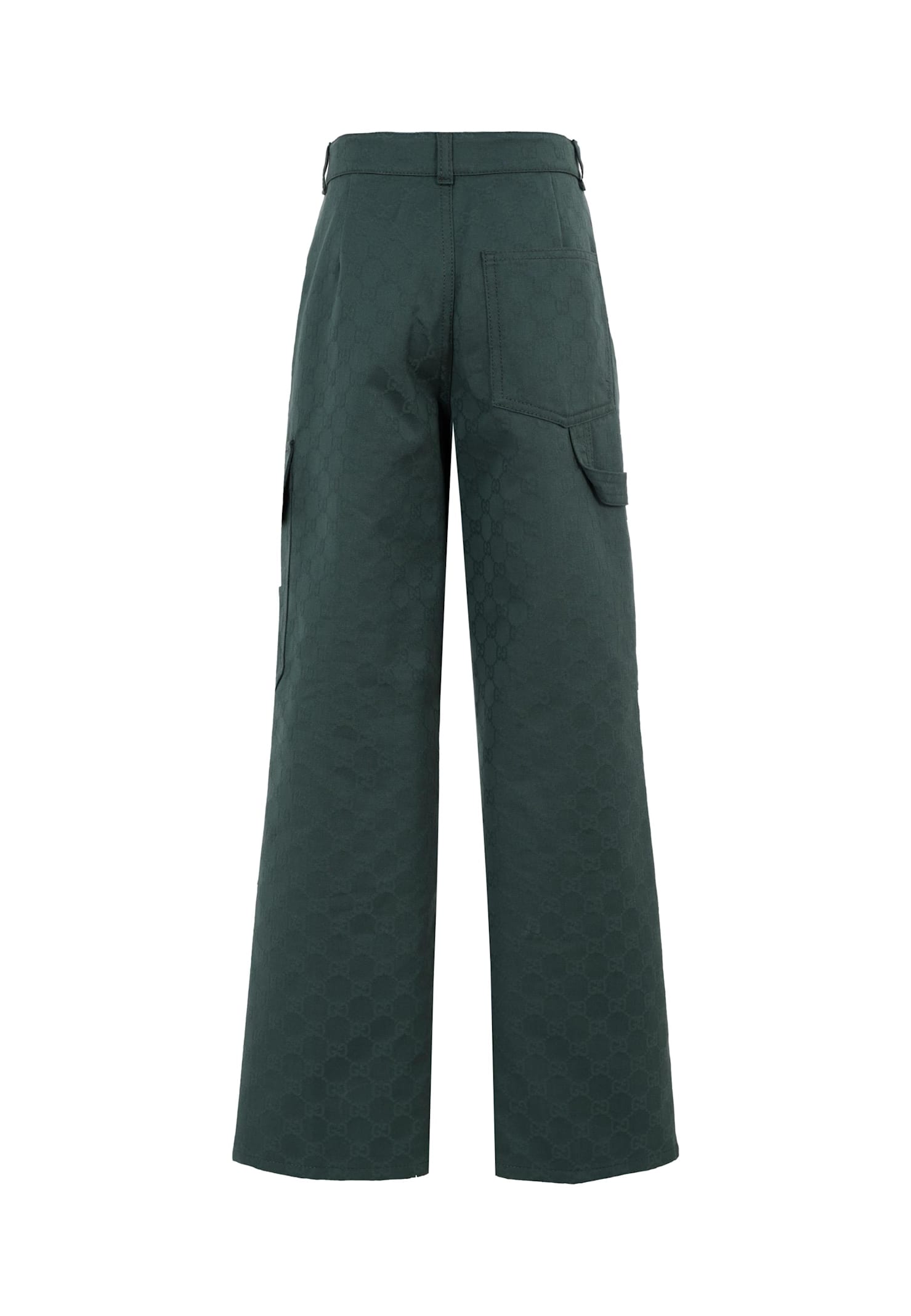 Gucci Green Trousers For Boy With Gg Motif In Green