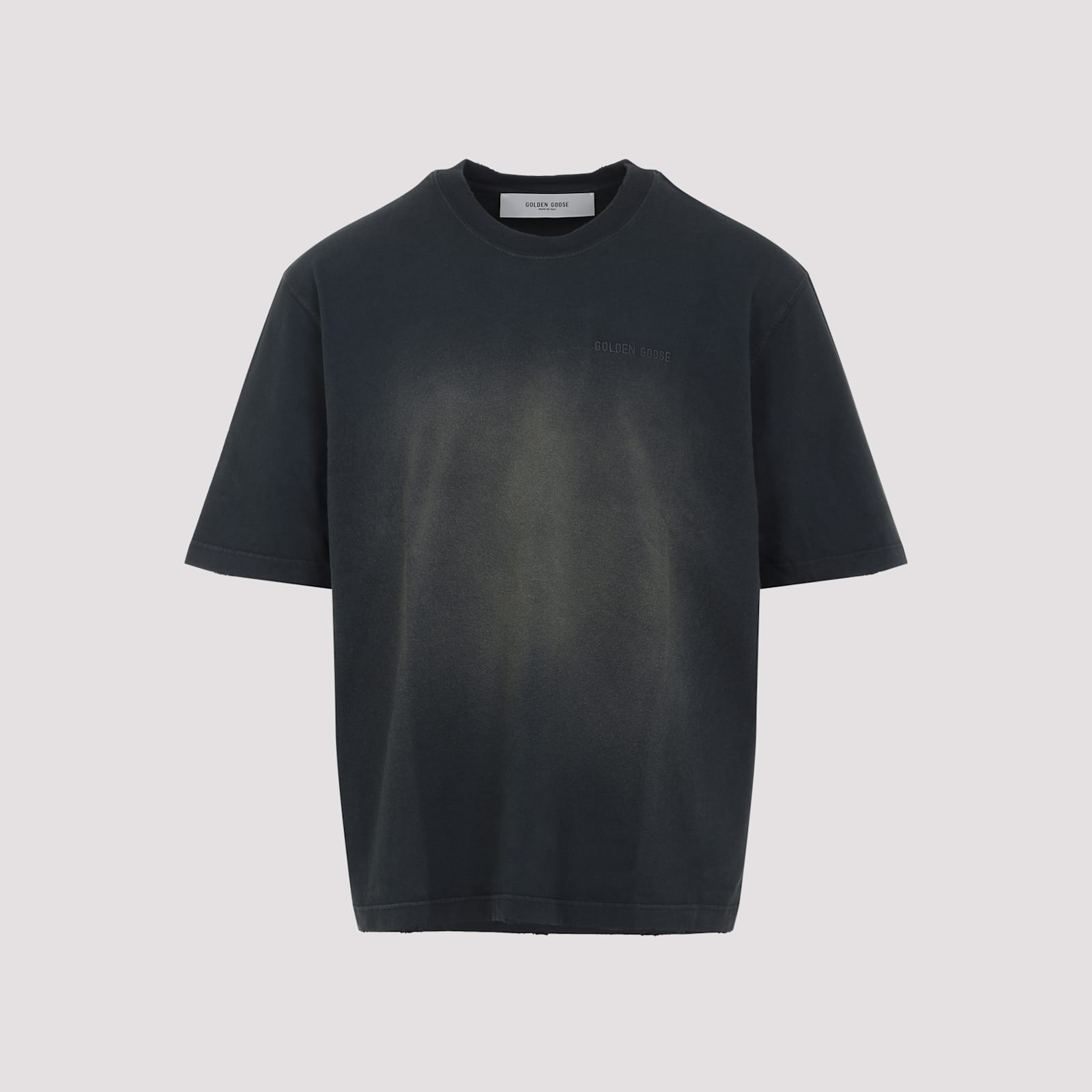 Golden Goose Washed Black Embroidered Logo T-shirt In Black