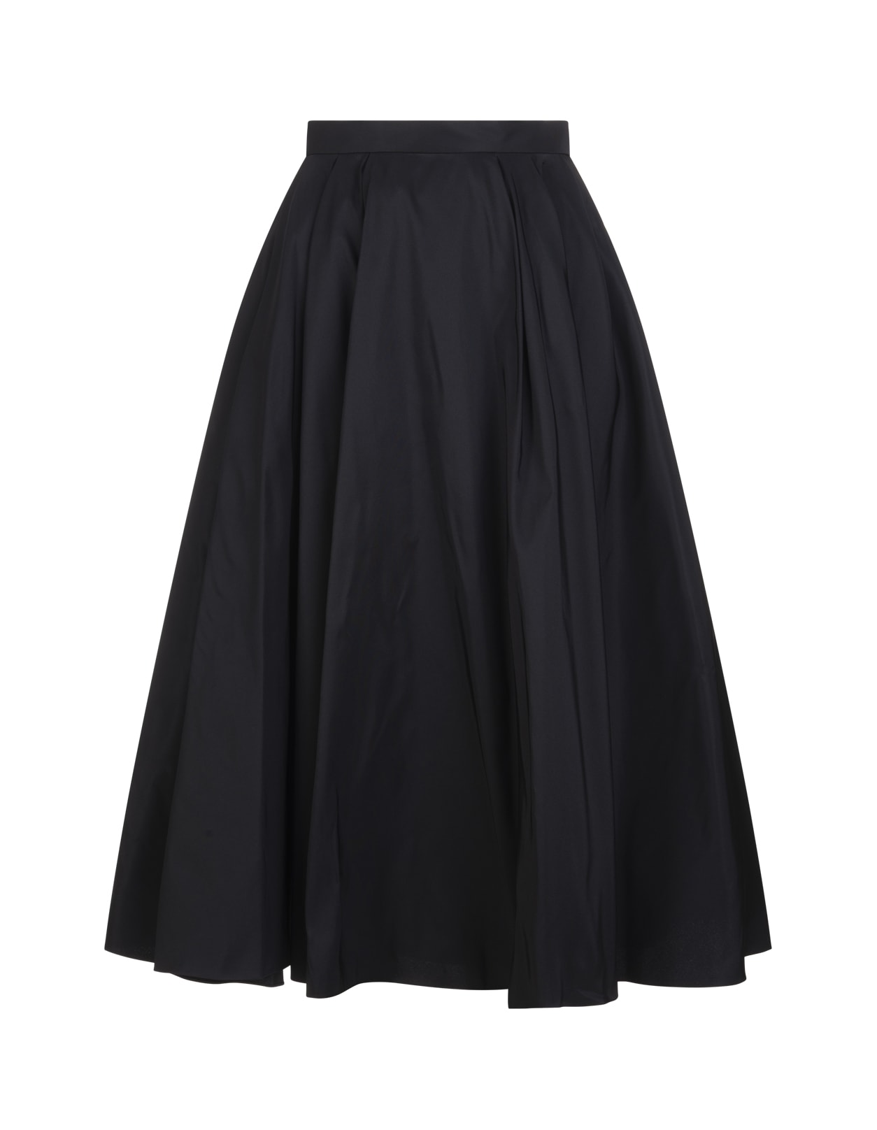 Alexander McQueen Midi Skirt In Black Polyfaille