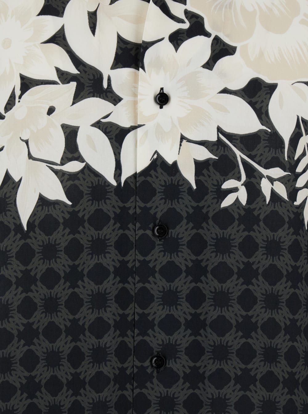Amiri Garden Black Bowling Shirt With Cuban Collar And All-over Floral Print In Tech Fabric Man In Black