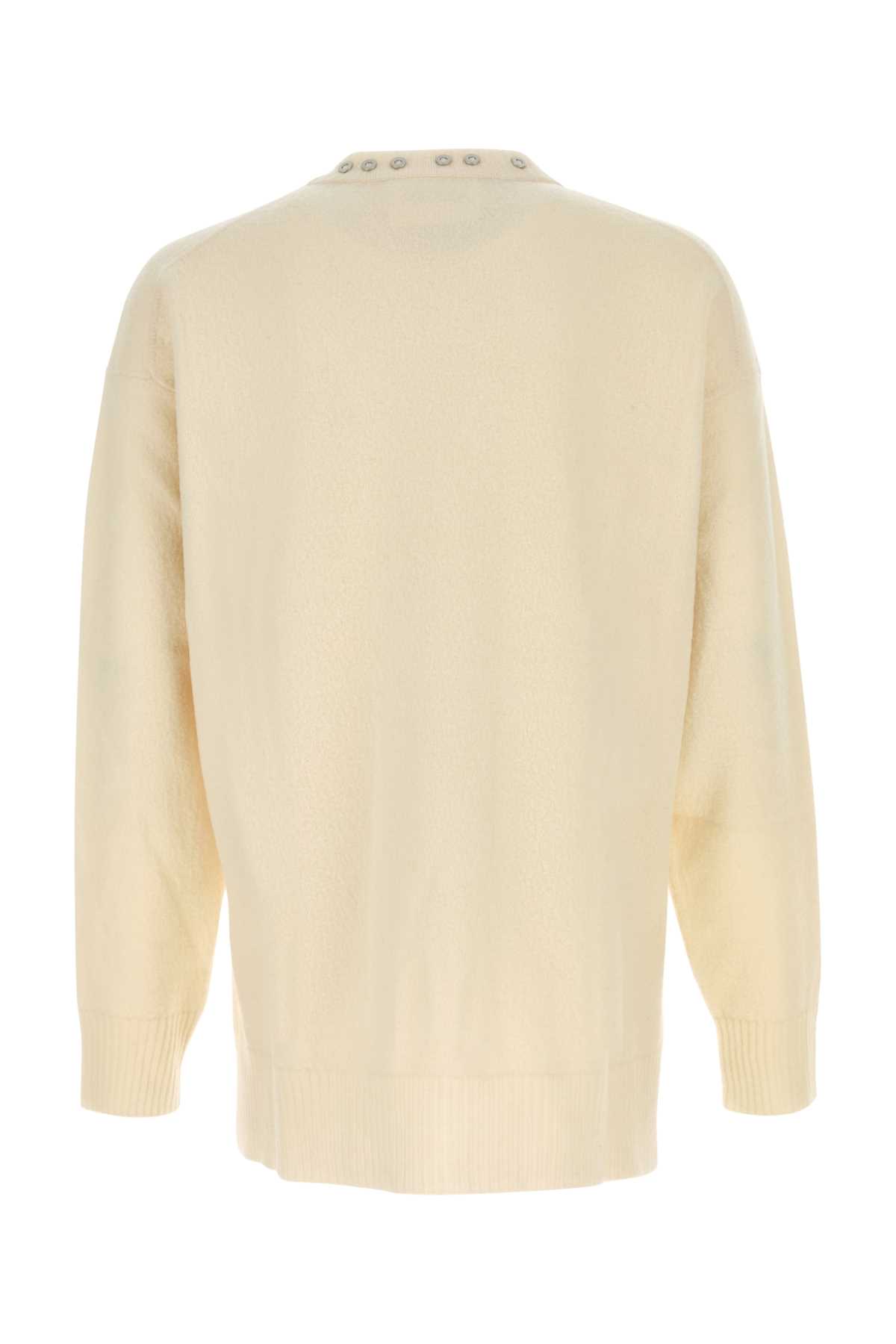 Jil Sander Wool Sweater Featuring Embellished Neckline In Yellow