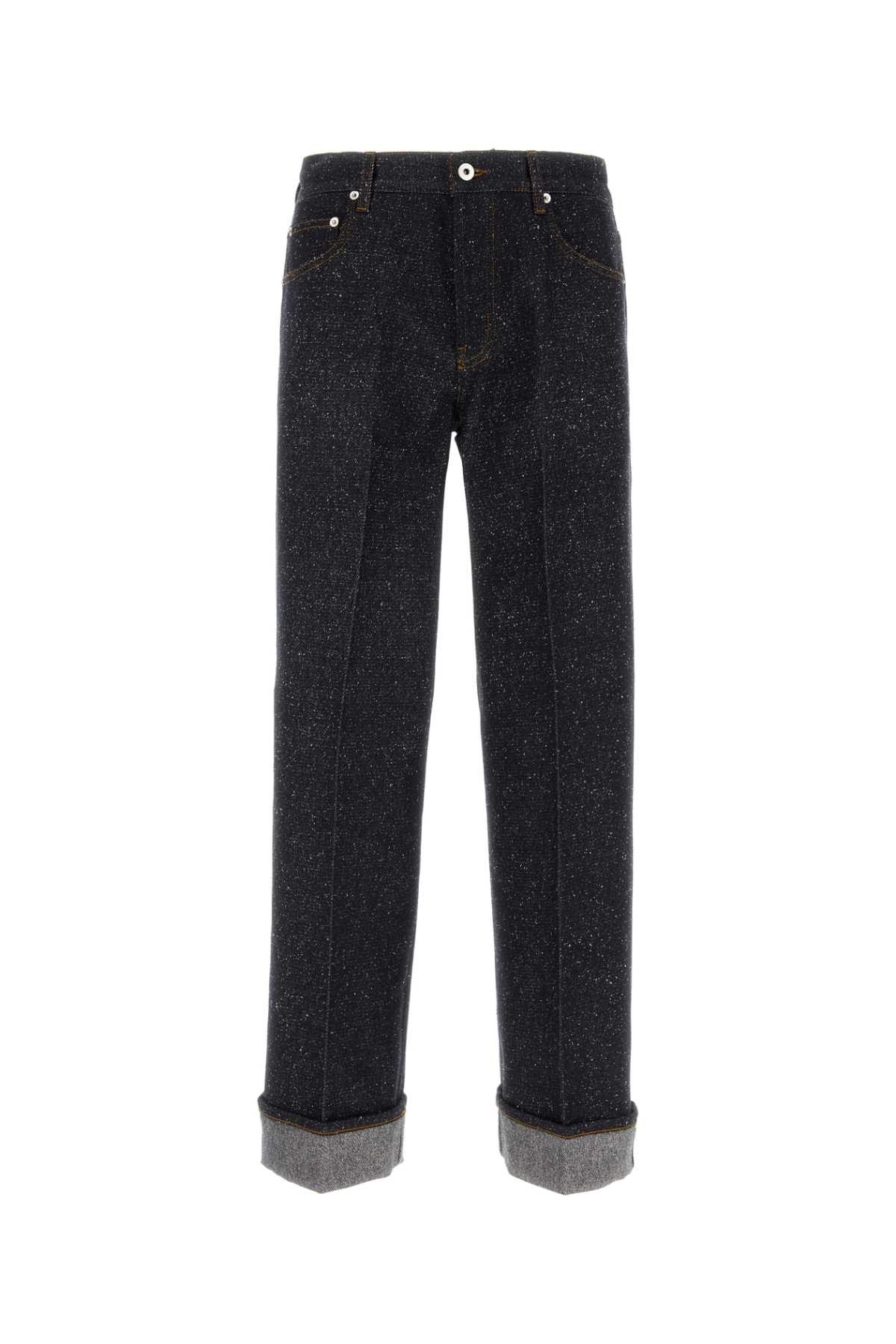 Burberry Denim Trousers With Contrast Stitching And Rolled Cuffs In Indigo