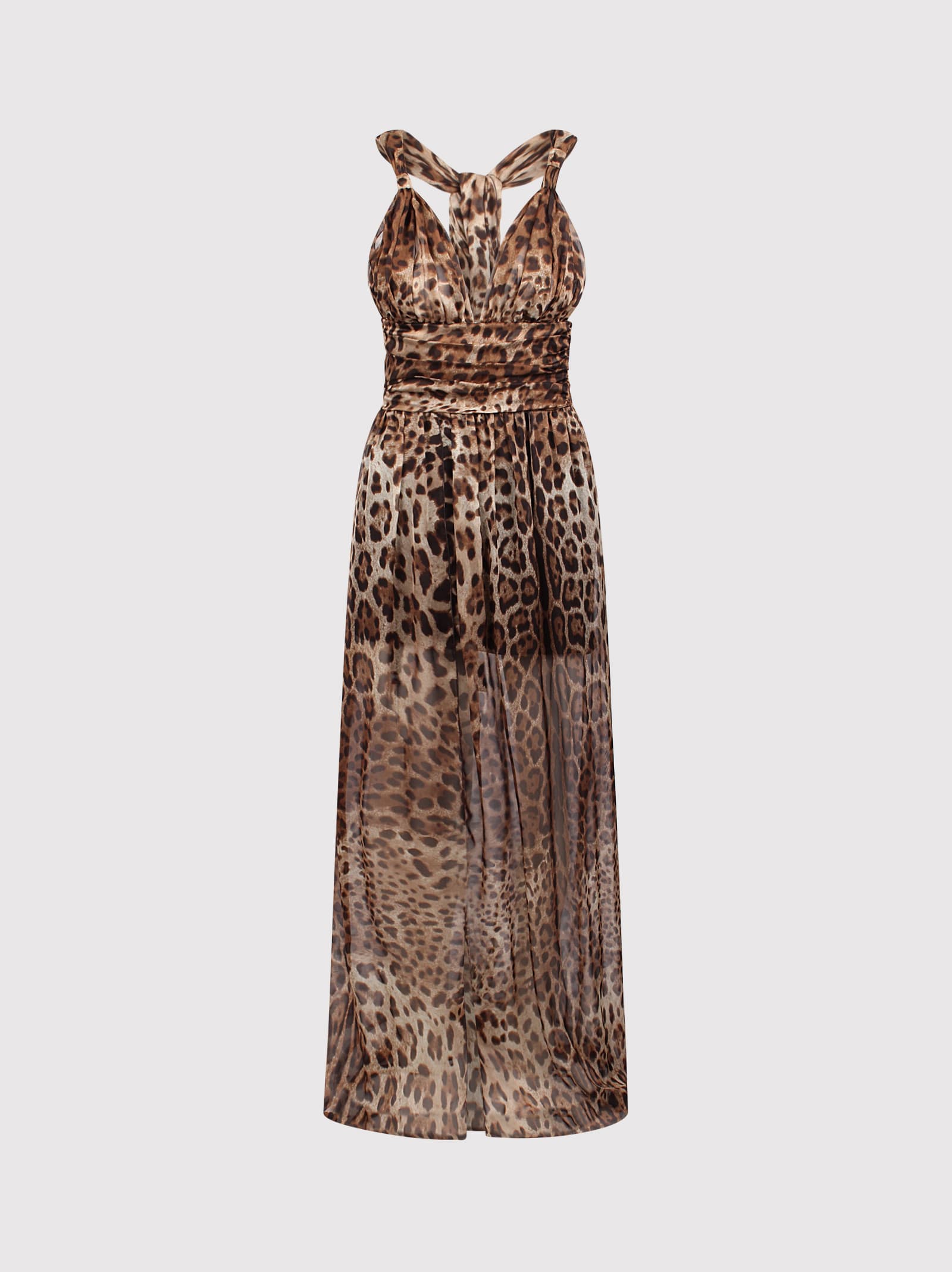 Dolce & Gabbana Leopard-print Dress In Brown