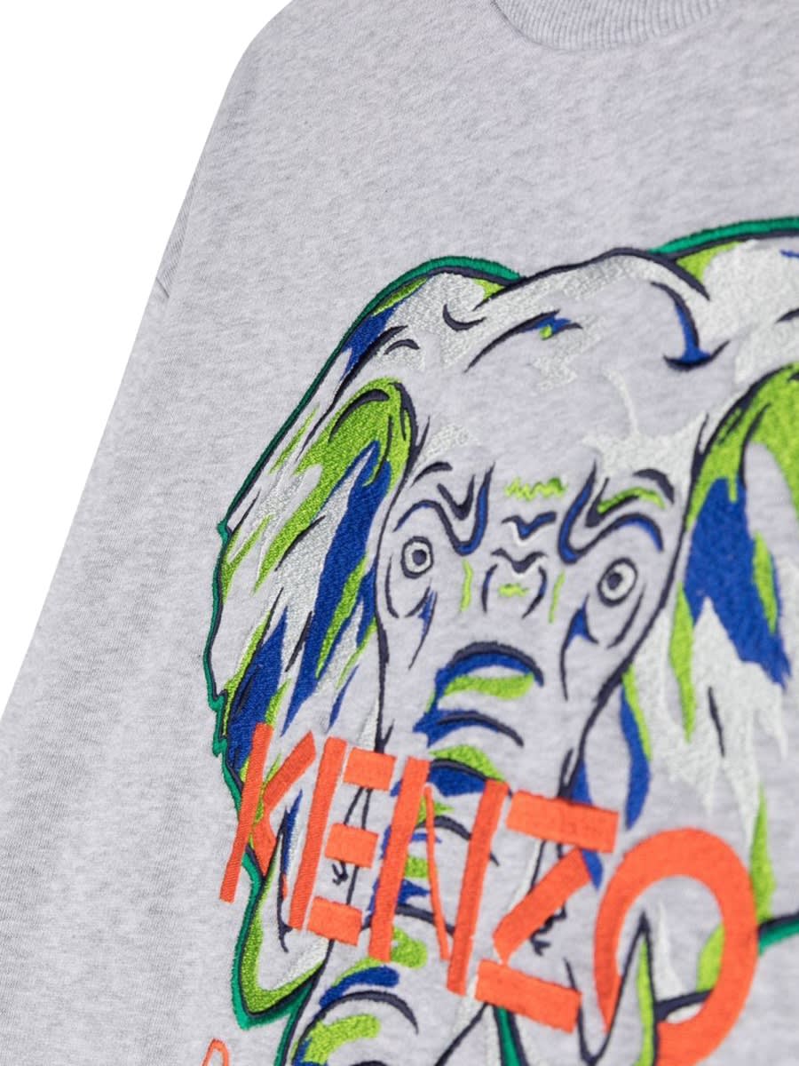Shop Kenzo Elephant Crewneck Sweatshirt In Grey