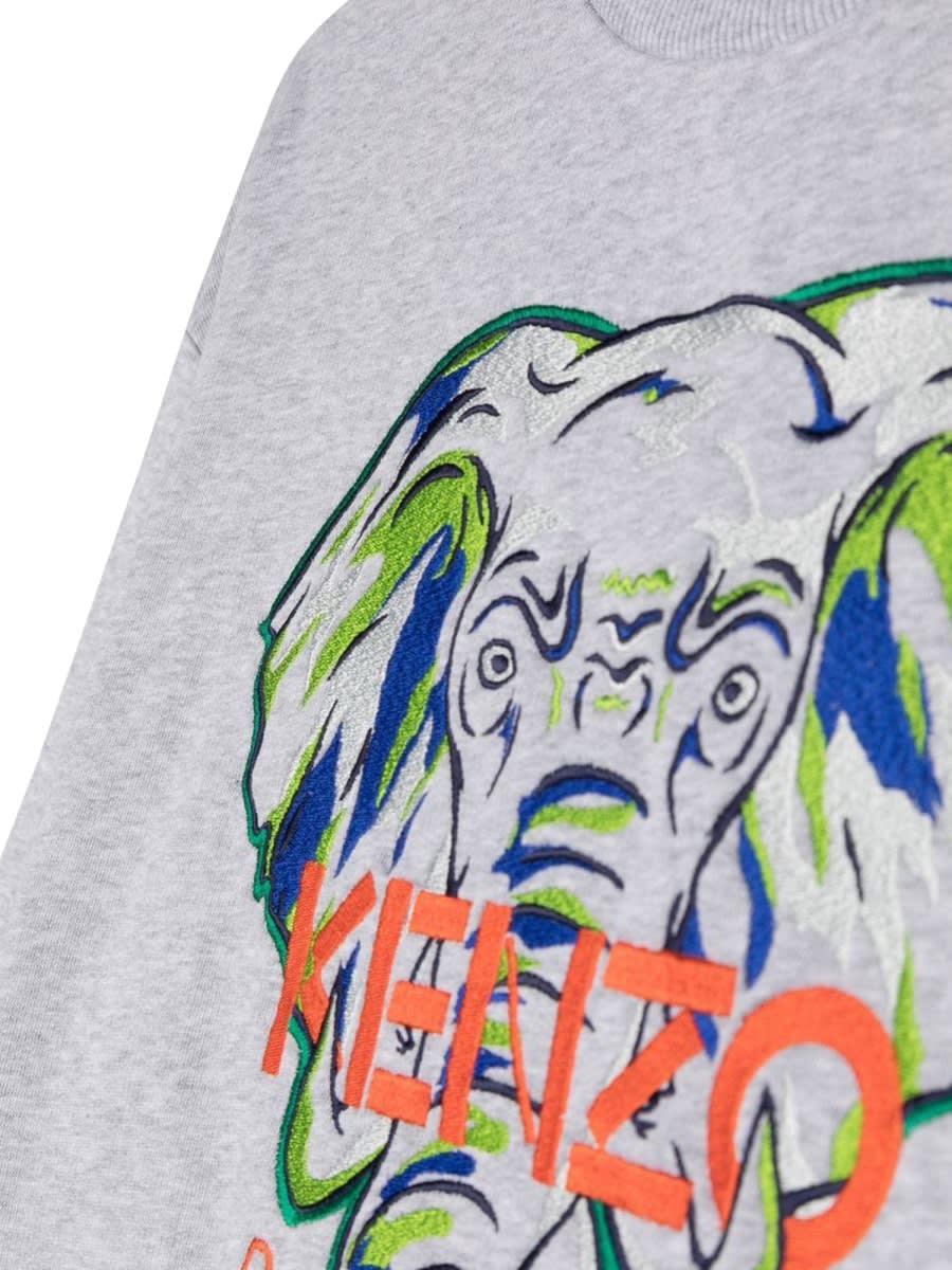 Kenzo Elephant Crewneck Sweatshirt In Grey